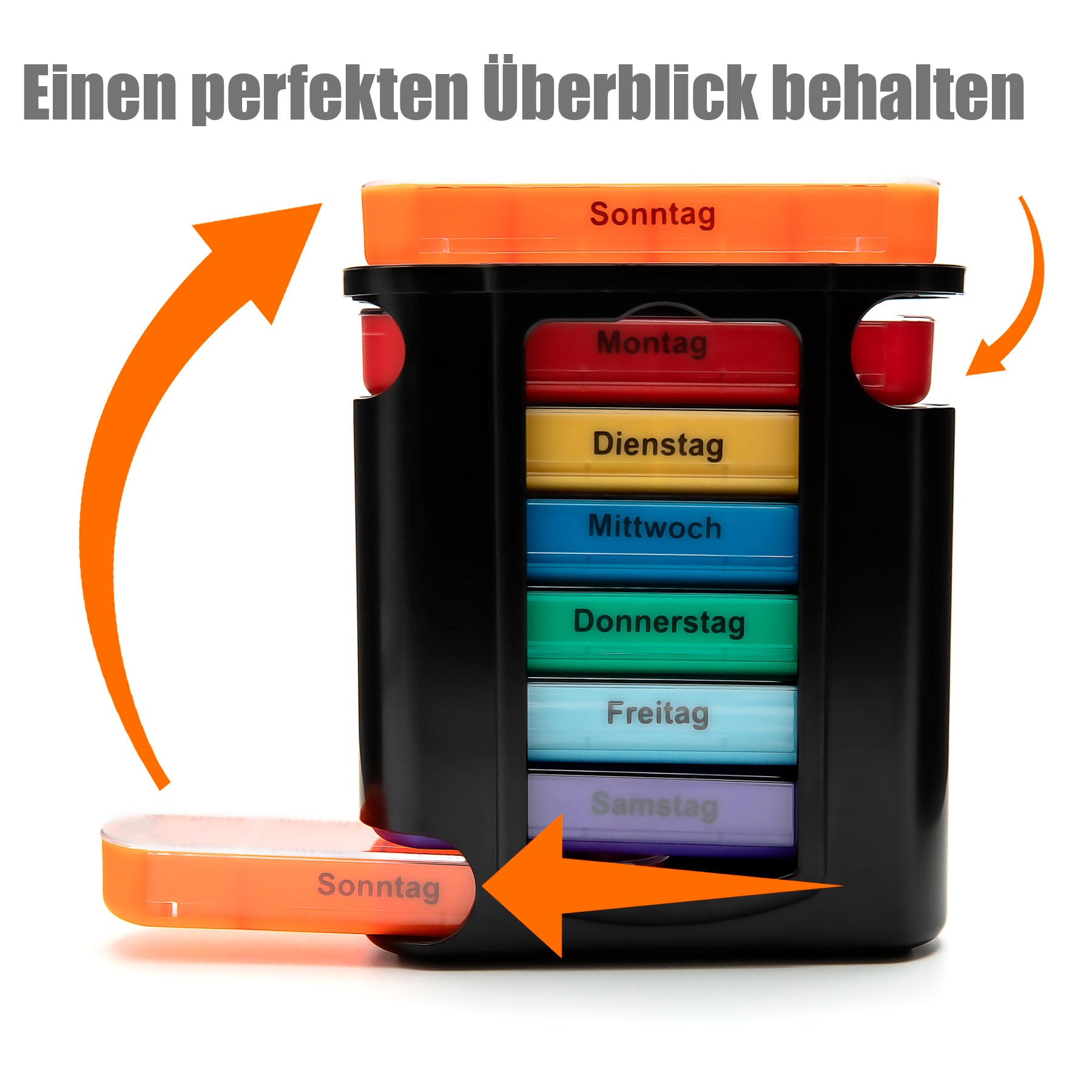 BigDean Tablettenbox 7 Tage 2 Stück Pillendose Schwarz