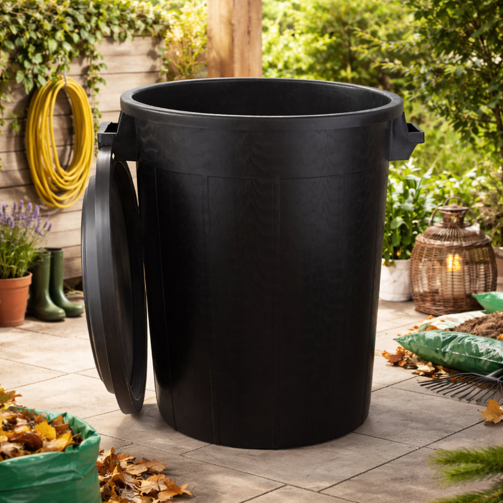 BigDean Universaltonne 100 Liter Tonne Schwarz mit Deckel