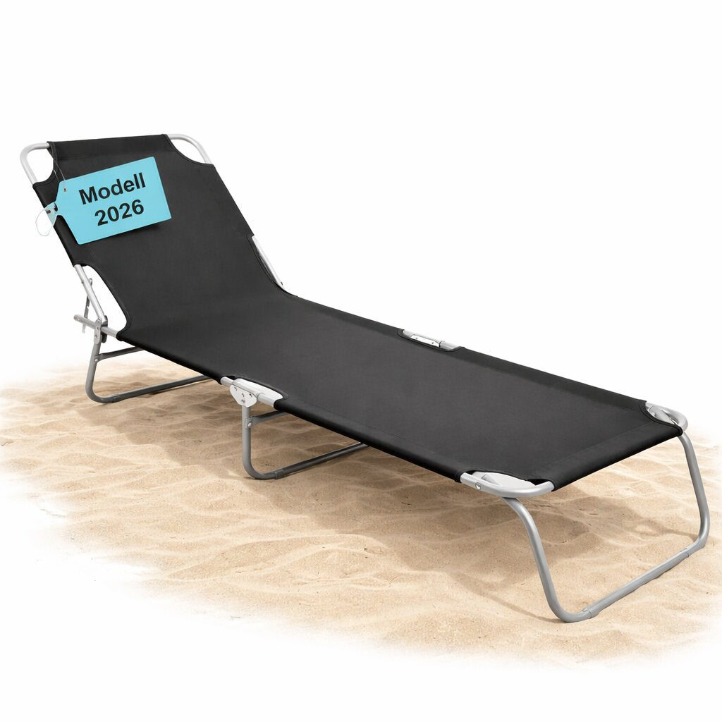 BigDean Sonnenliege klappbar Gartenliege 150kg Schwarz
