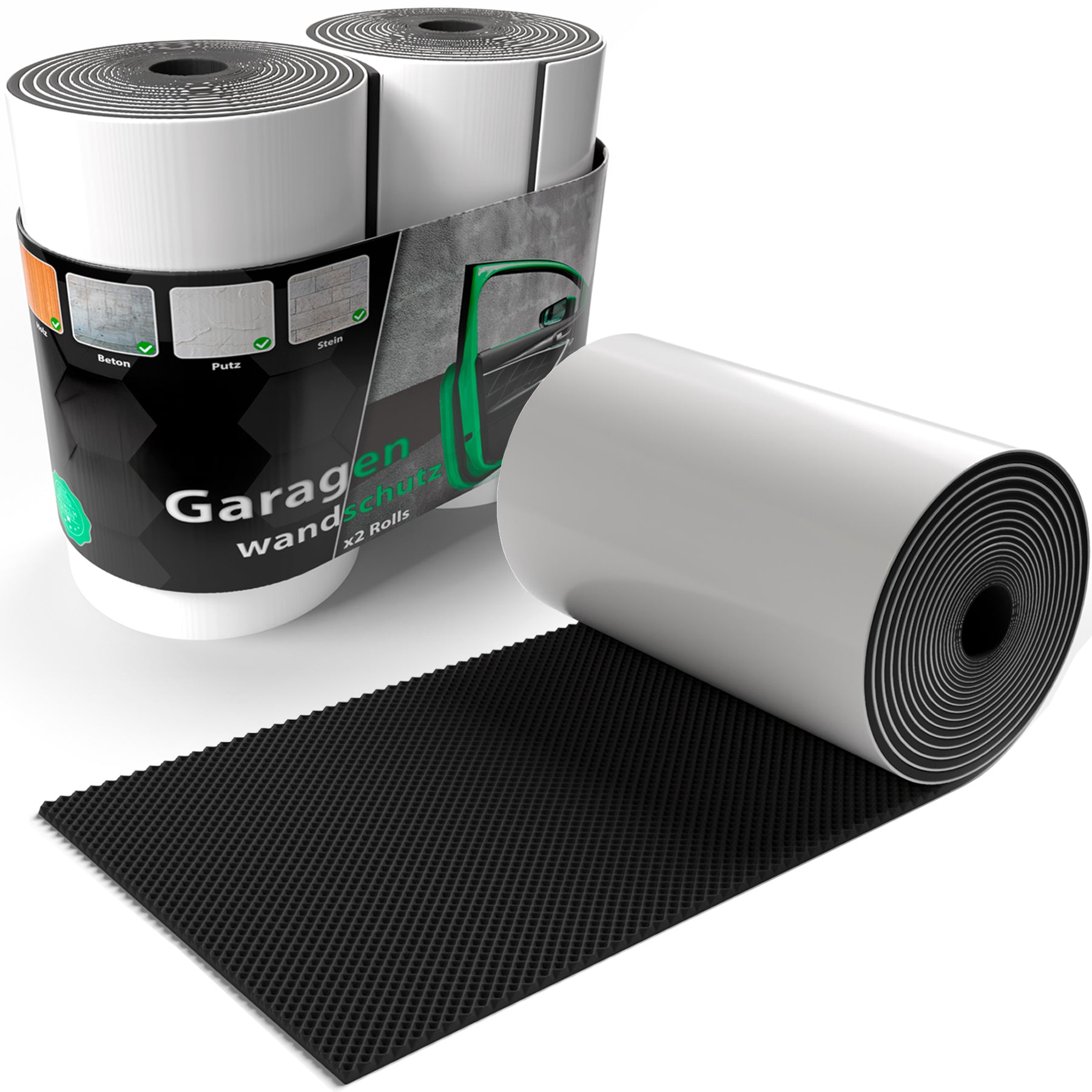 BigDean Garagen Wandschutz 2er Set selbstklebend 200x20cm Schwarz