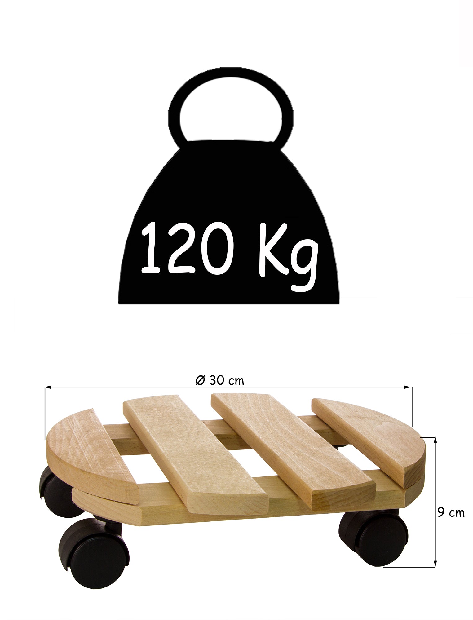 BigDean Garten Pflanzenroller Buchenholz 30 cm bis 120 kg