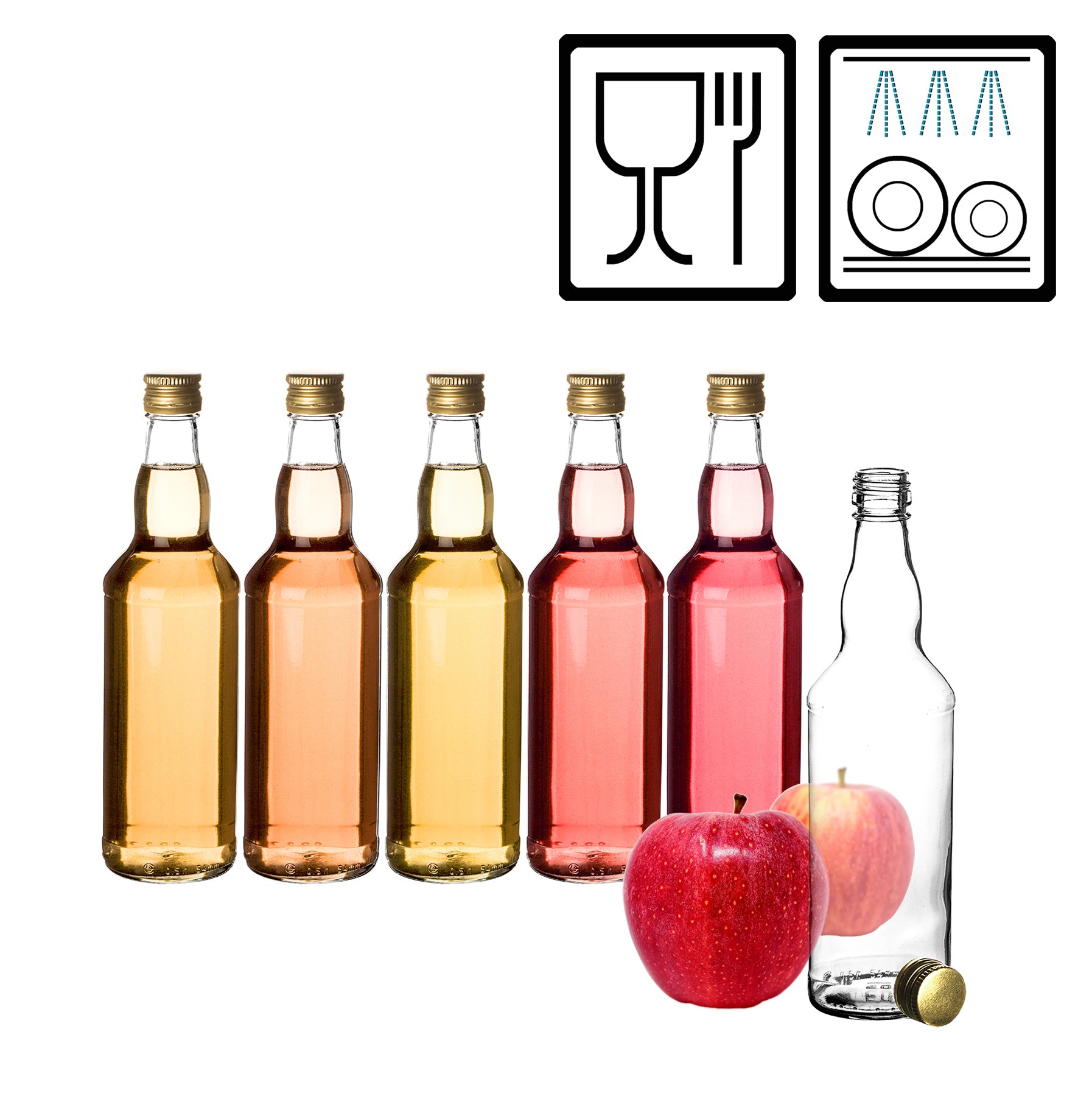 BigDean Glasflaschen 500 ml Schraubverschluss Gold 18 Stück