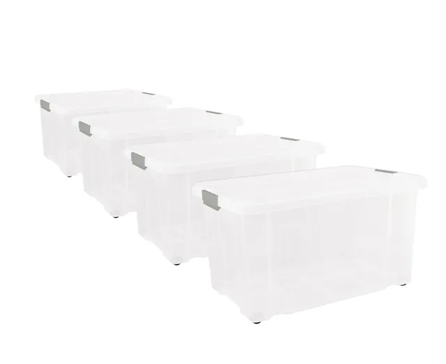 BigDean Eurobox Deckel Rollen 60x40x33 4er Set transparent