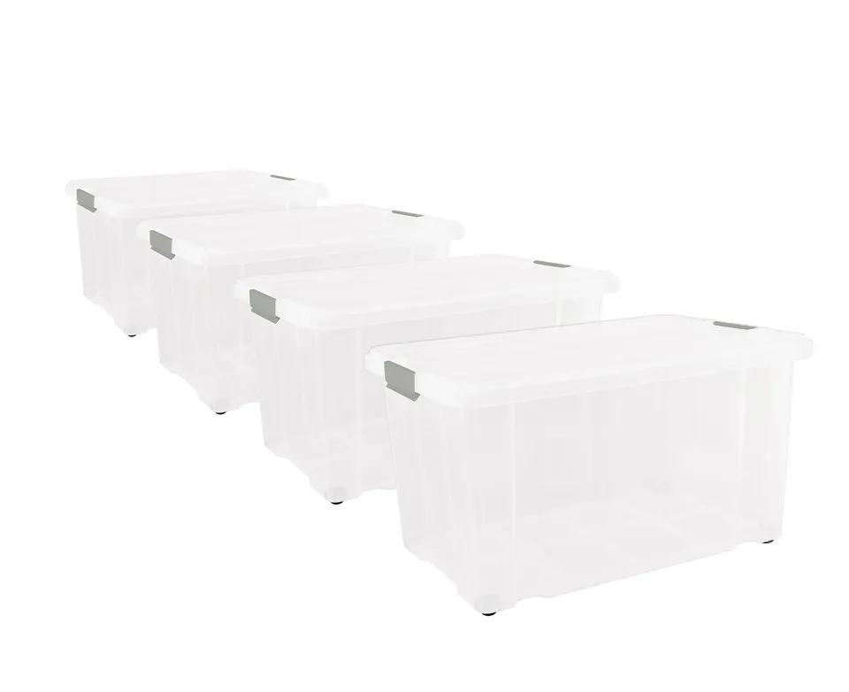 BigDean Eurobox Deckel Rollen 60x40x33 4er Set transparent