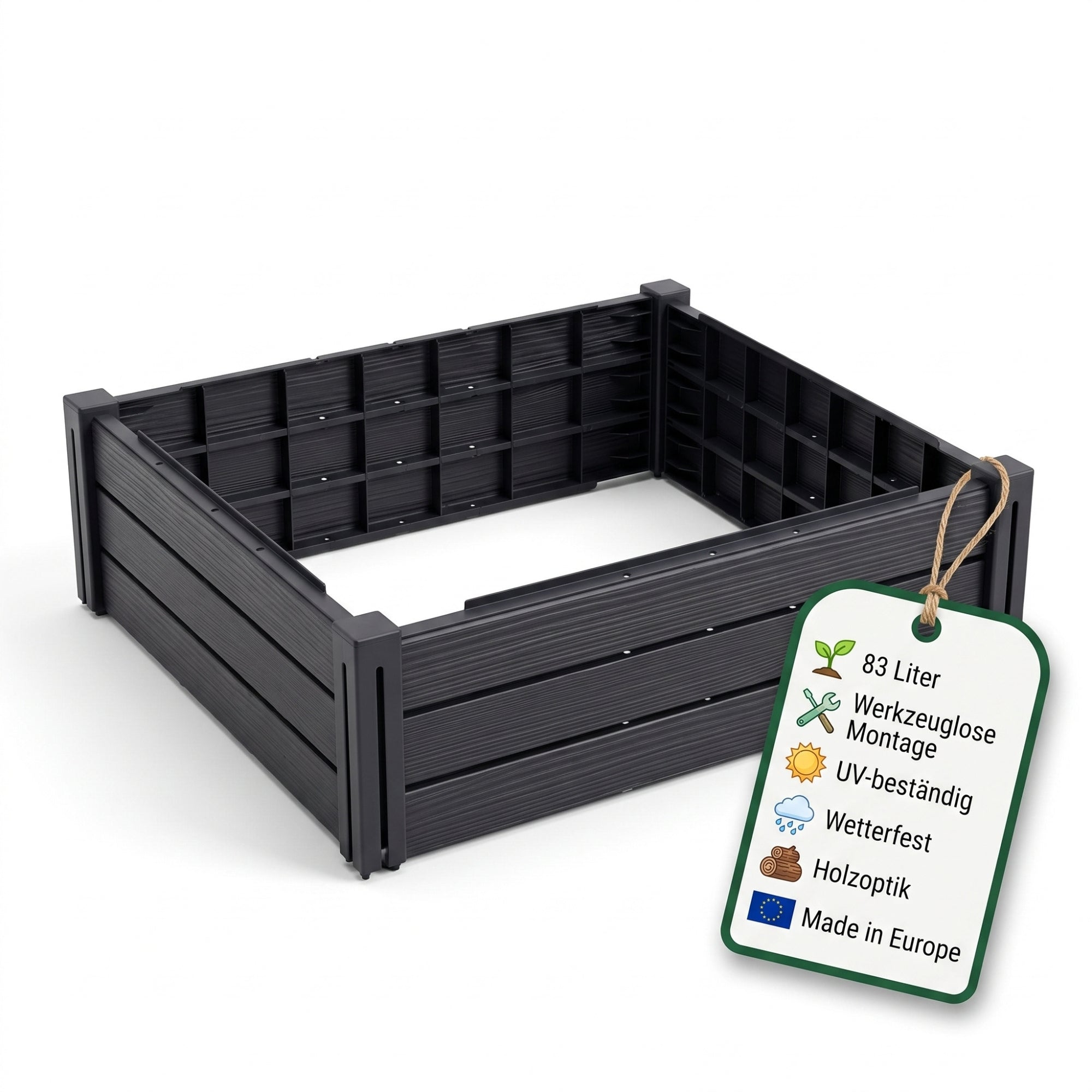 BigDean Hochbeet Kunststoff 83L Pflanzkasten modular 75x61x23