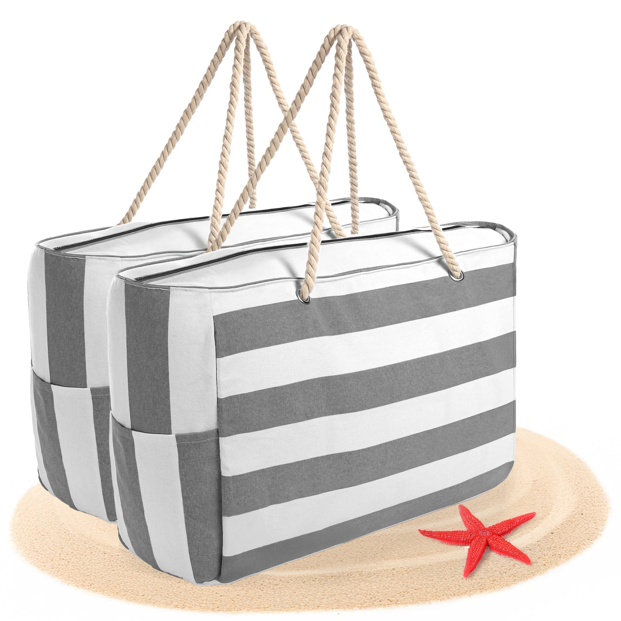 BigDean Strandtasche XXL 2 Stück Badetasche mit Reißverschluss