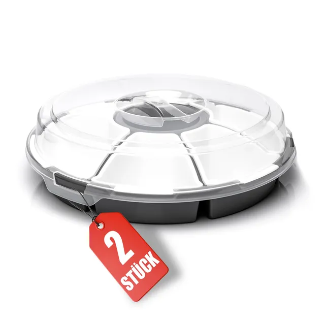 BigDean Küche Snackbox 2 Stück 32cm 6 Fächer mit Deckel