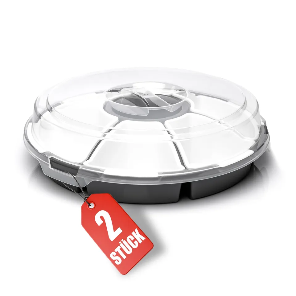 BigDean Küche Snackbox 2 Stück 32cm 6 Fächer mit Deckel