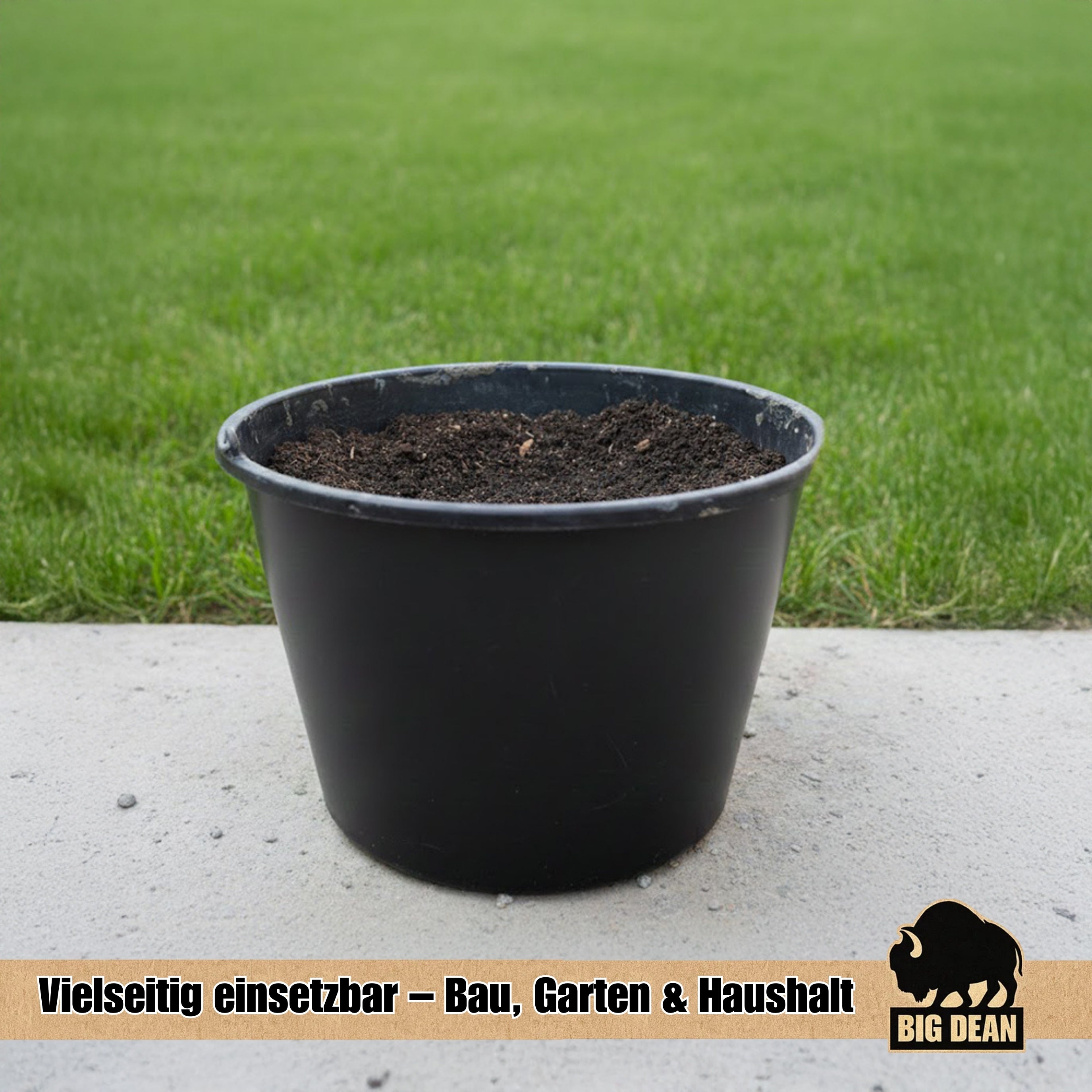 BigDean Haushalt & Alltag Baueimer 20 Liter Schwarz mit Skala