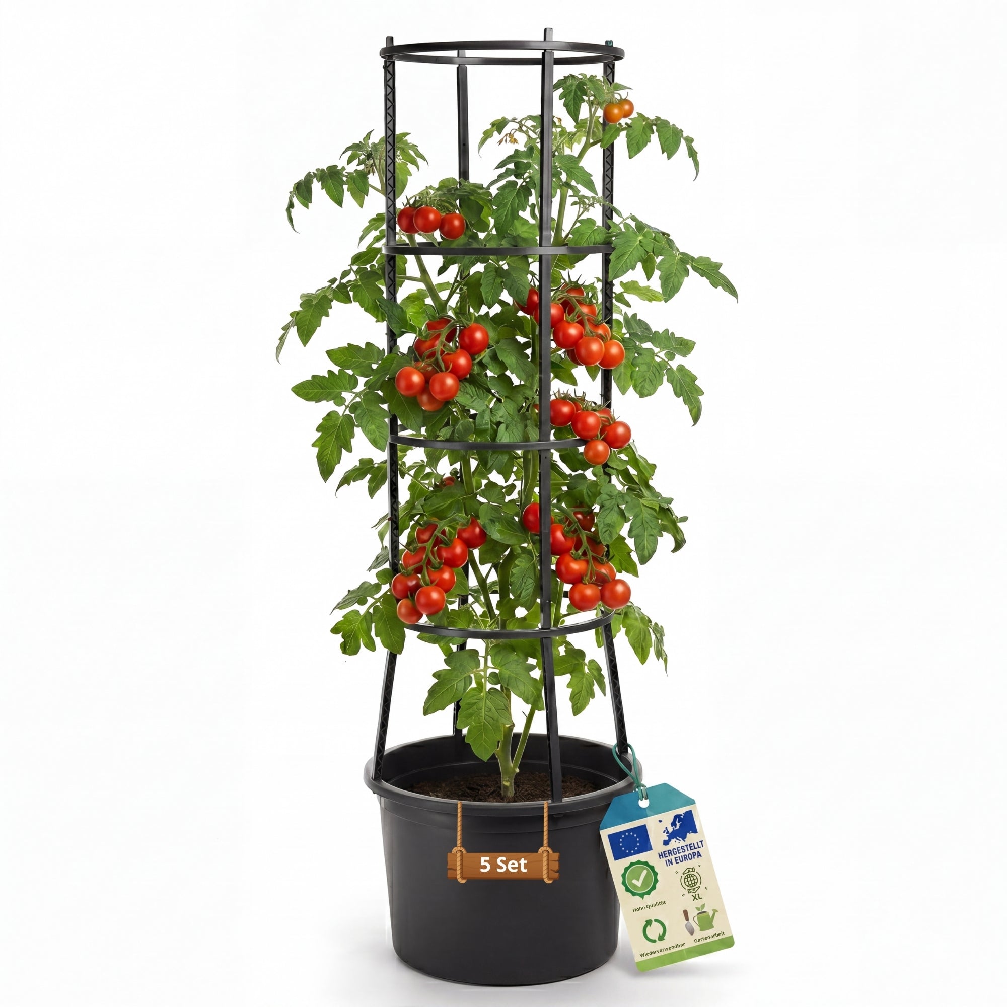 BigDean Tomatentopf XL 40 cm 5 Stück Rankhilfe