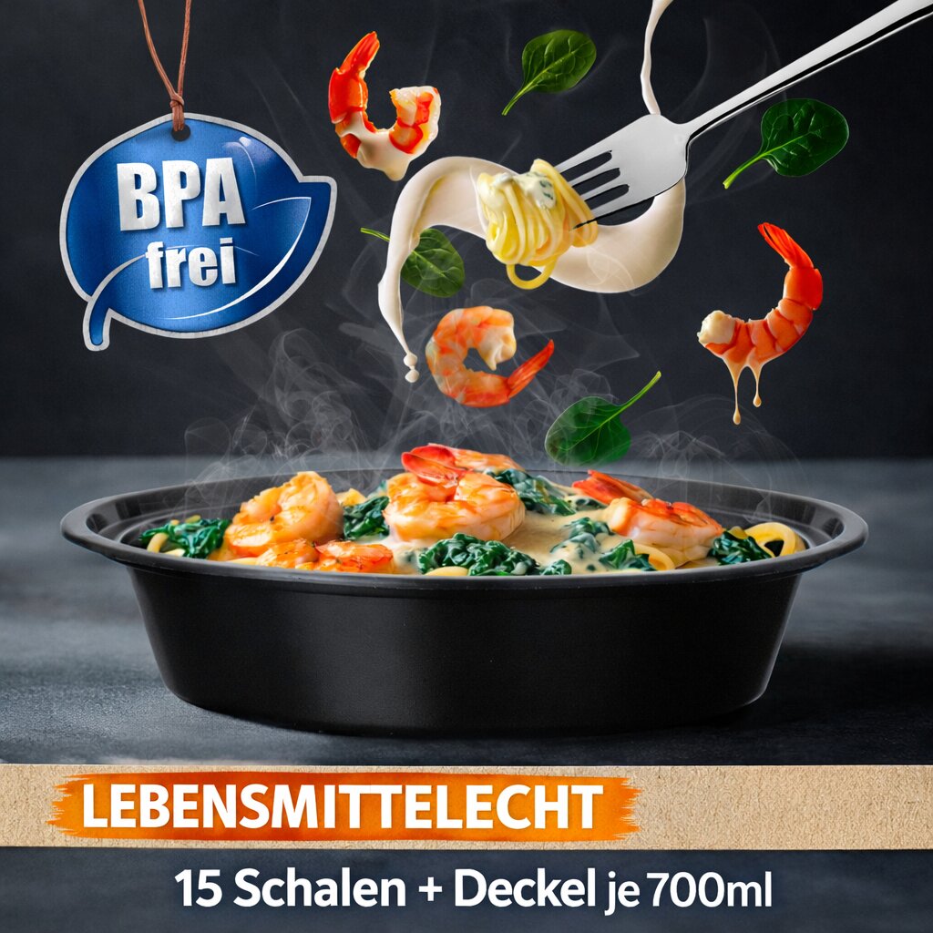 BigDean Küche Meal Prep Box 700 ml 15er rund BPA-frei
