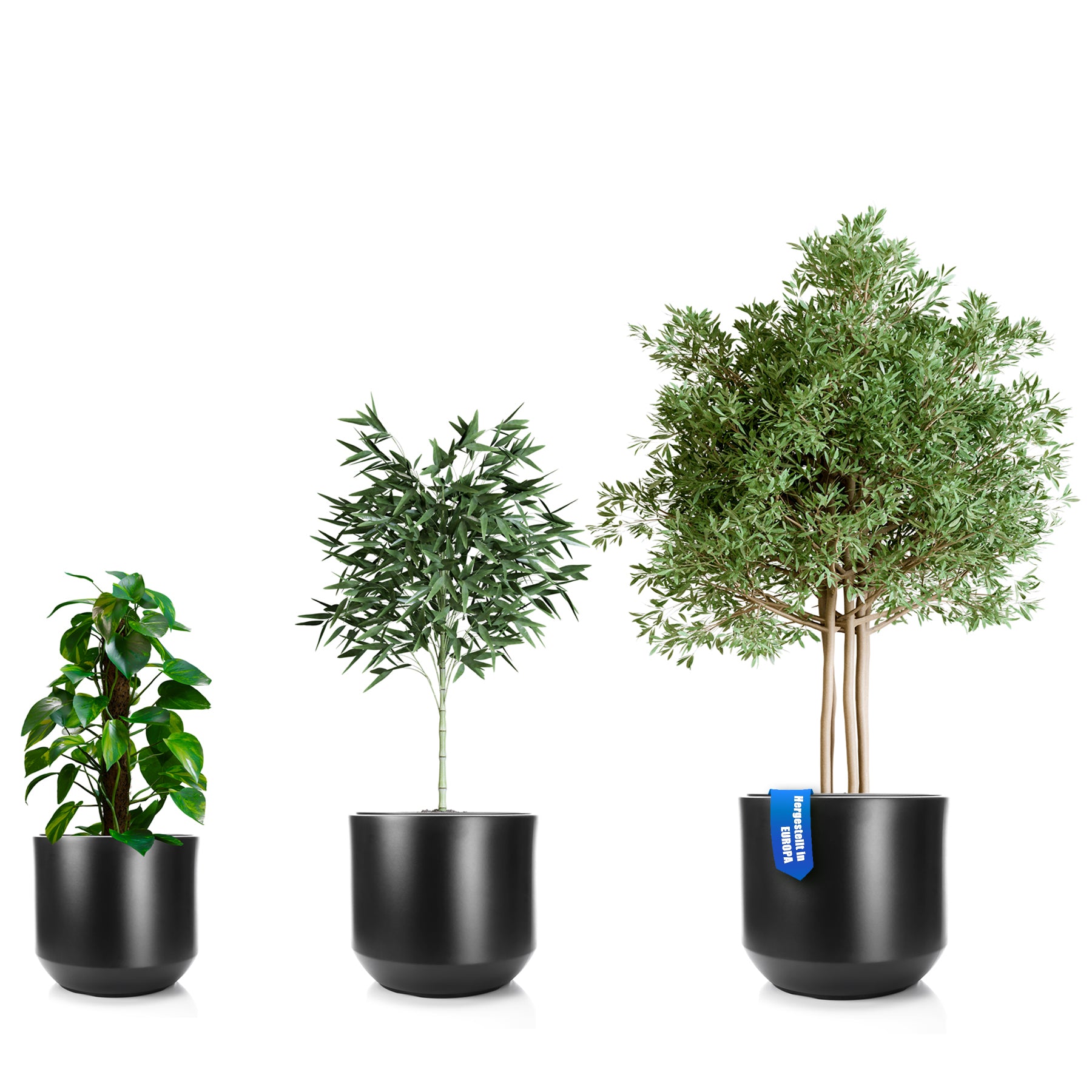 BigDean Garten Blumentopf 3er-Set 40+46+58 cm anthrazit außen