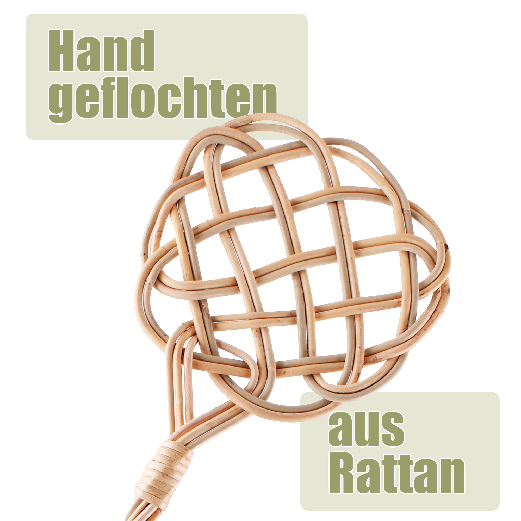 BigDean Teppichklopfer Rattan Handgefertigt 2er Set