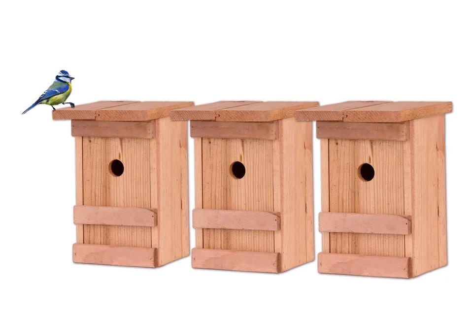 BigDean Garten Nistkasten Meisen Holz 28 mm 3er Set