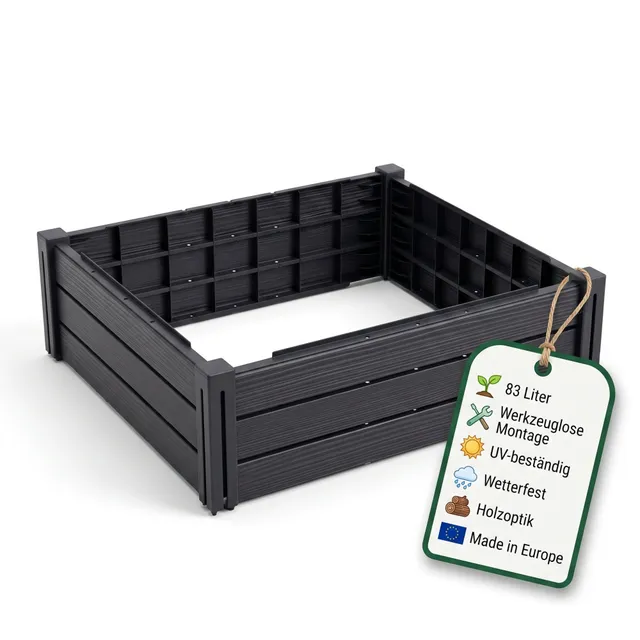 BigDean Hochbeet Kunststoff 83L Pflanzkasten modular 75x61x23
