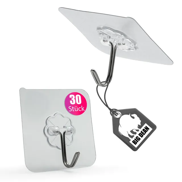BigDean Klebehaken 30 Stück selbstklebend drehbar 10kg