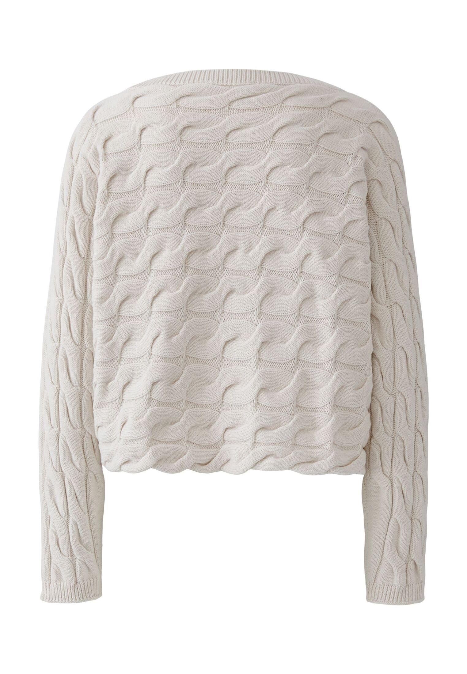 OUI Sirah Pullover Damen offwhite uni Zopfmuster boxy