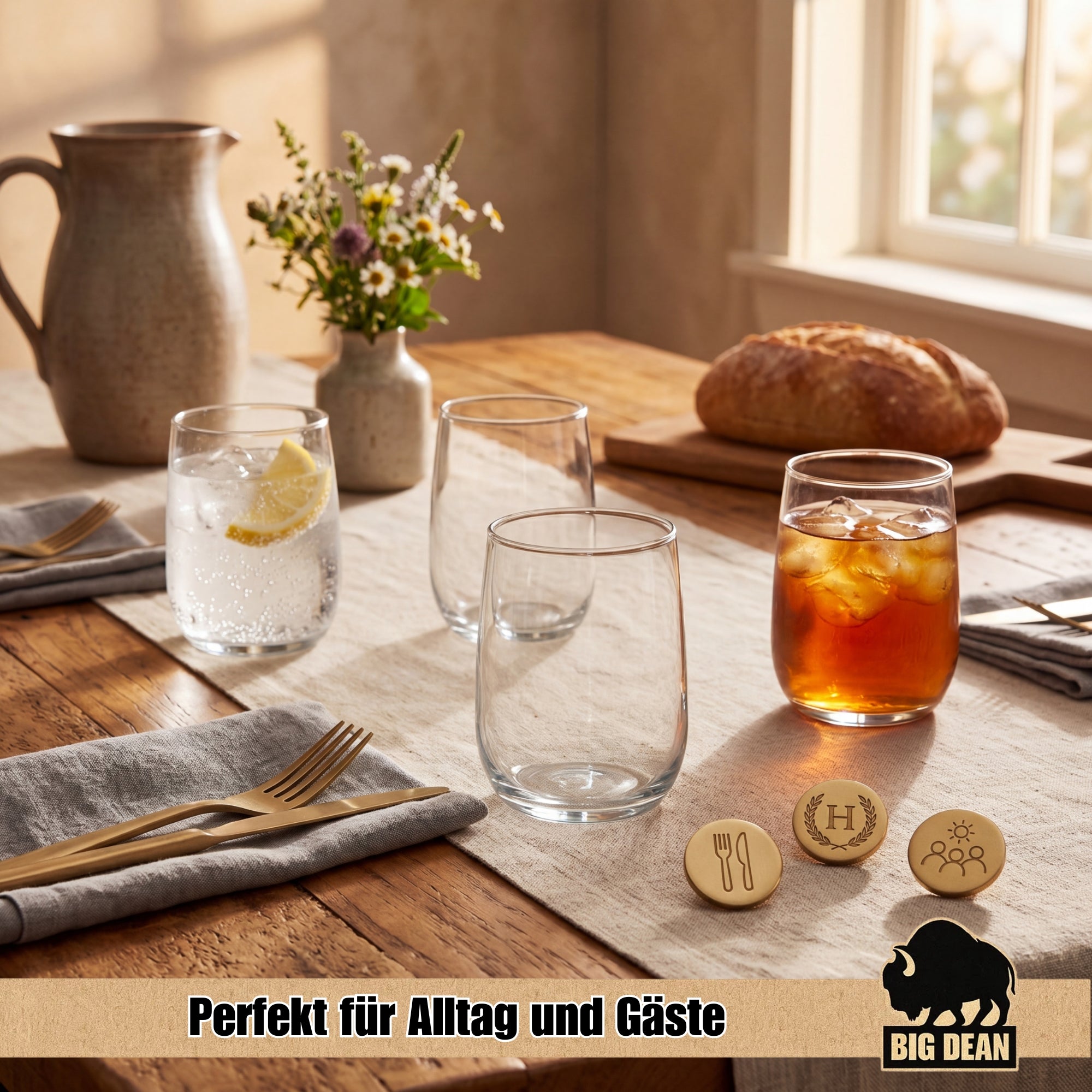 BigDean Gläser Set 6 Stück 320 ml Trinkgläser spülmaschinenfest