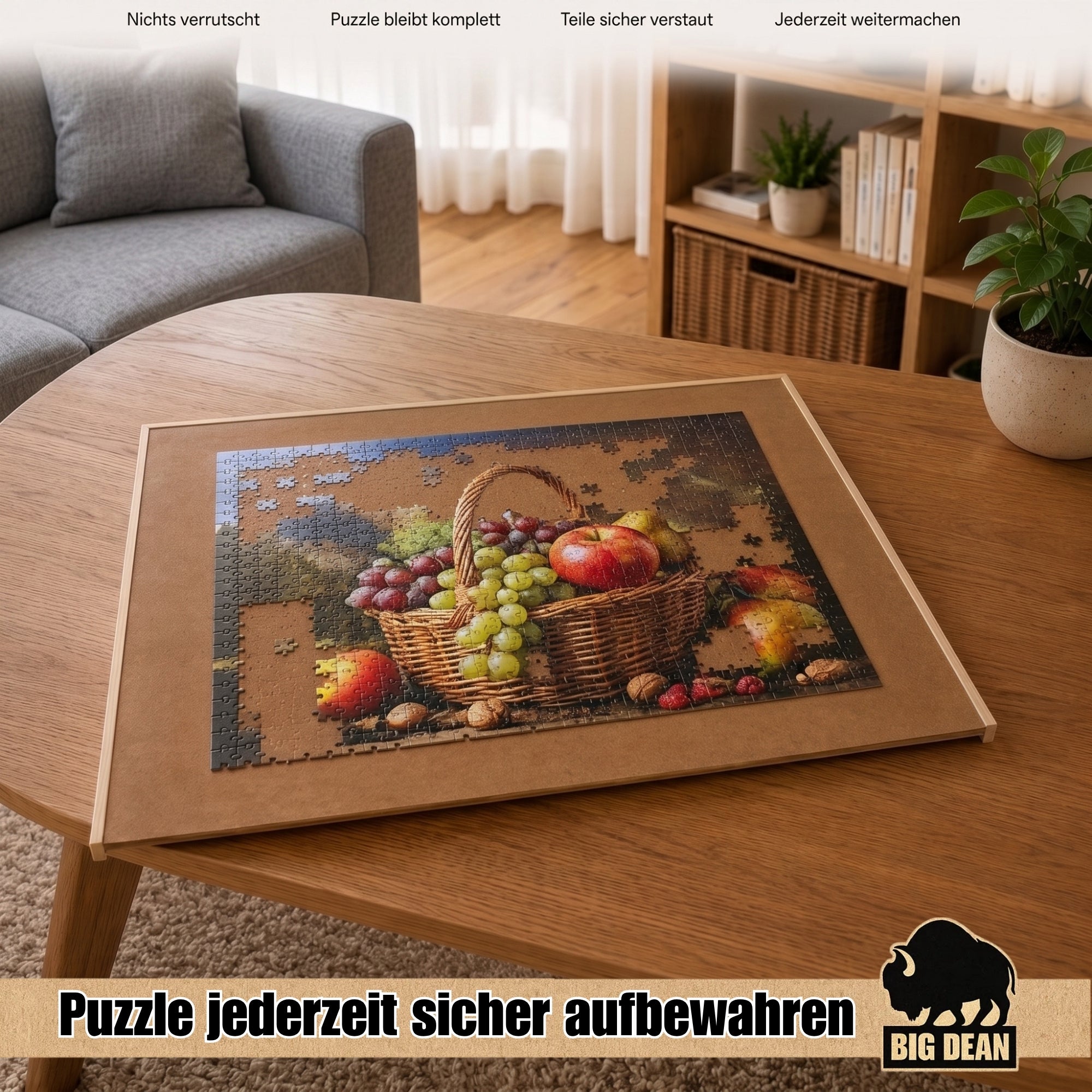 BigDean Puzzletisch extra groß 76x57 cm Puzzlebrett 1000 Teile