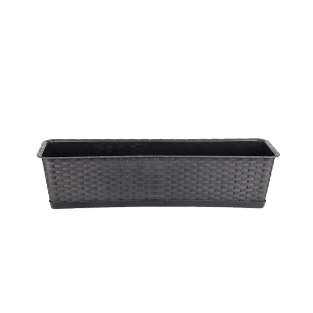 BigDean Garten Blumenkasten 70cm Rattan-Optik anthrazit Set