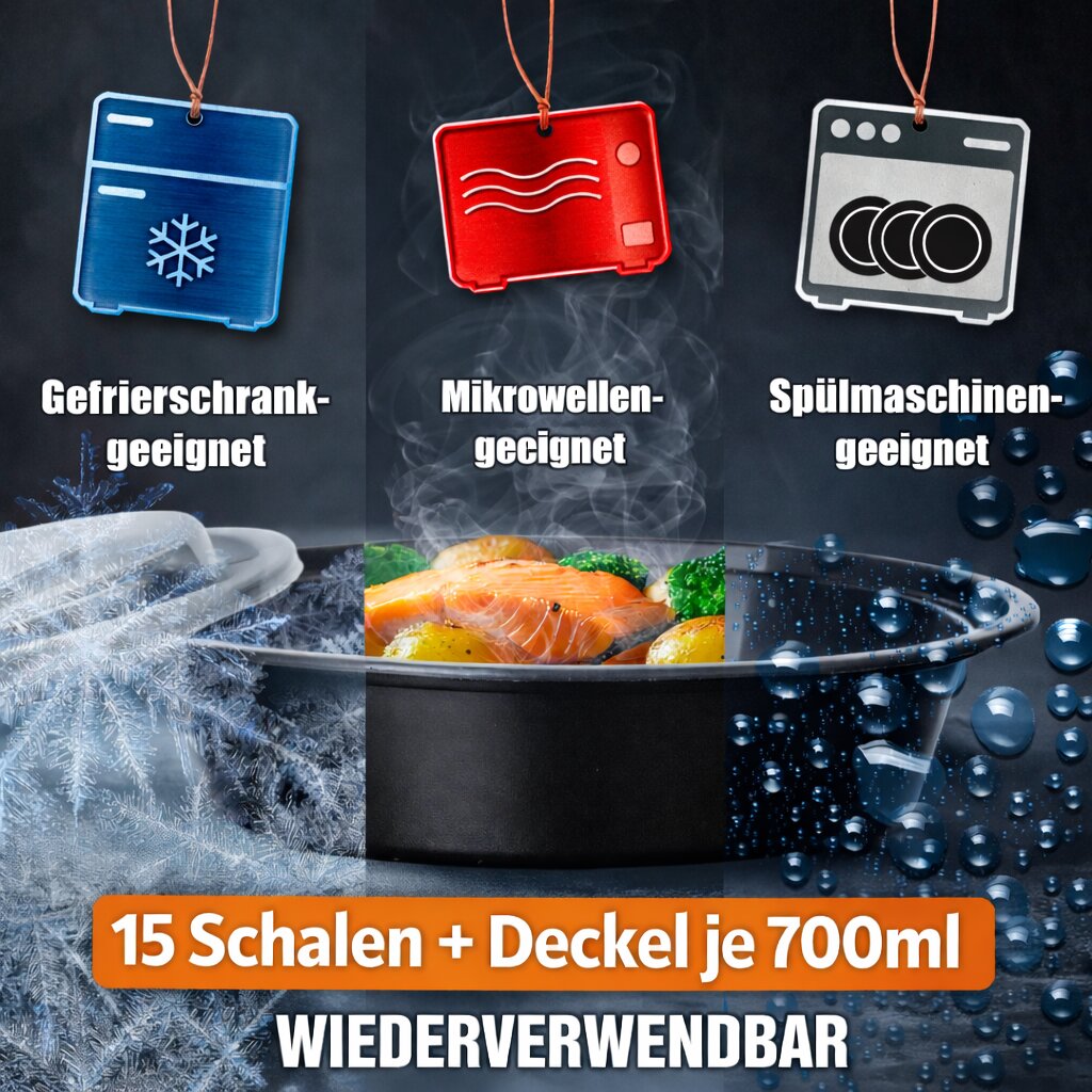 BigDean Küche Meal Prep Box 700 ml 15er rund BPA-frei