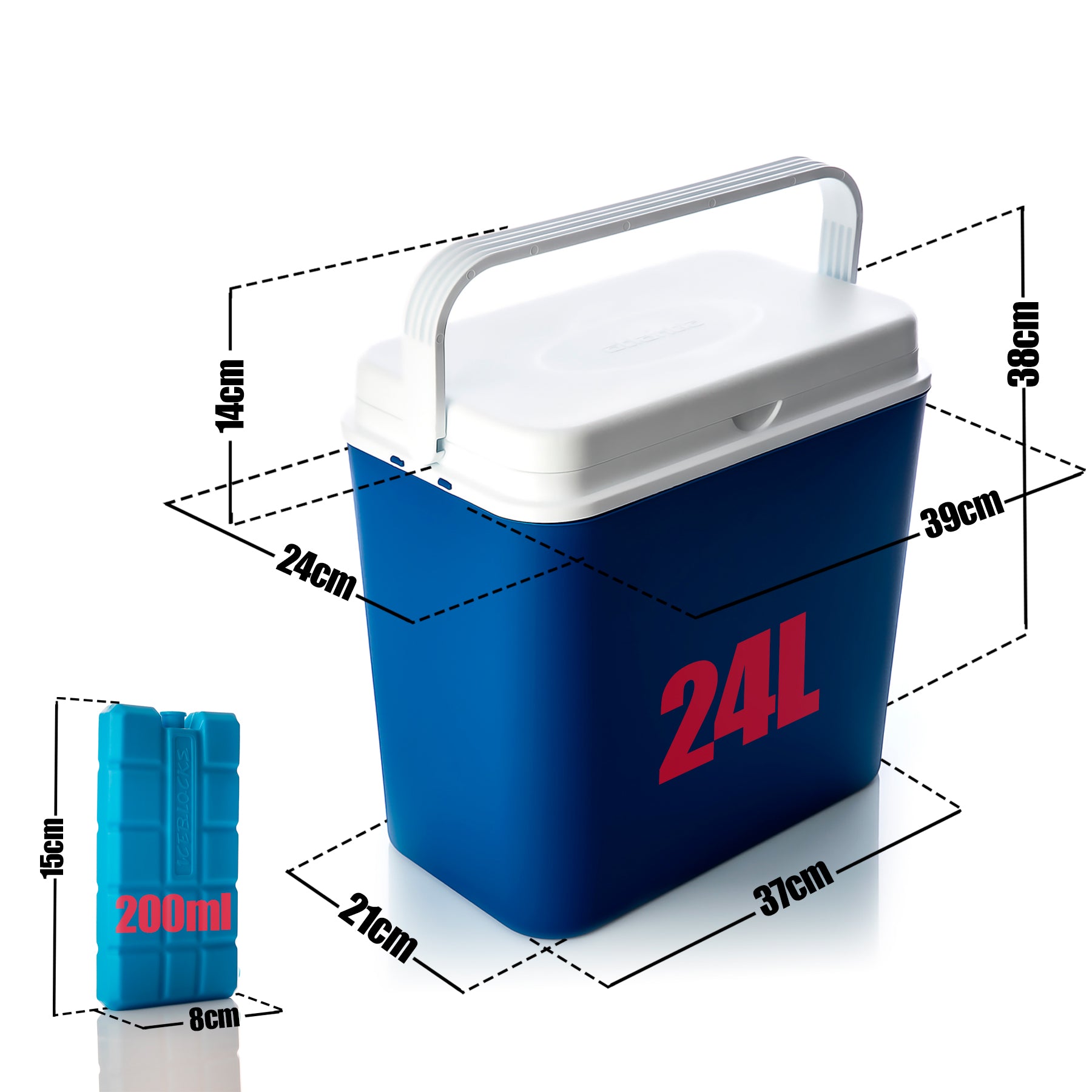 Kühlbox 24 Liter blau-weiß mit 6 Kühlakkus 14 Std.
