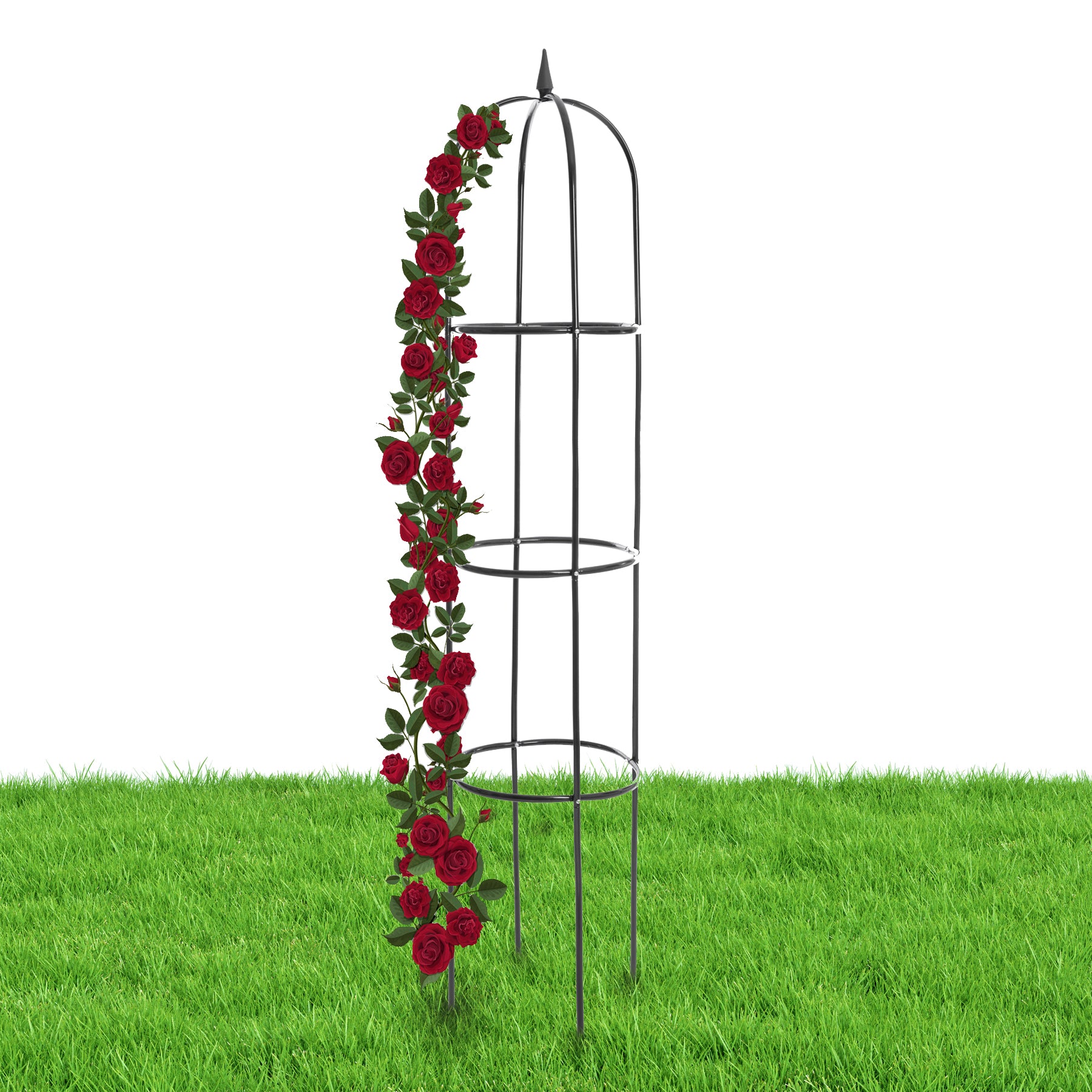 BigDean Rankhilfe Rosenbogen 40x200 cm grün Metall Obelisk