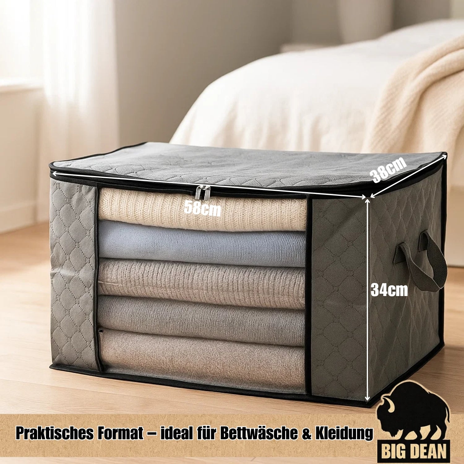 BigDean Aufbewahrungstasche 90L 6er Set mit Sichtfenster