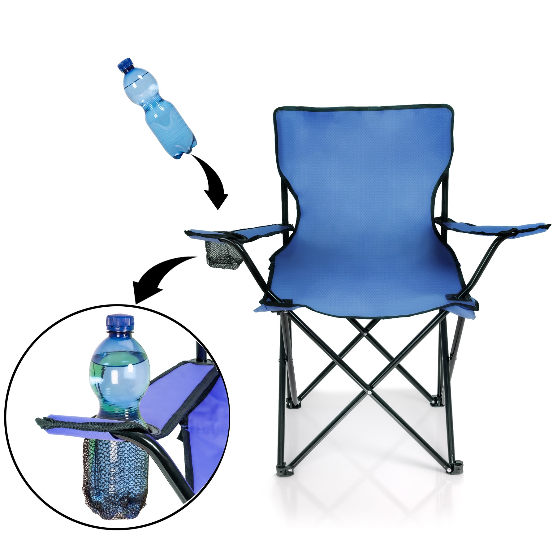 BigDean Garten Faltstuhl Blau Campingstuhl Getränkehalter 120 kg