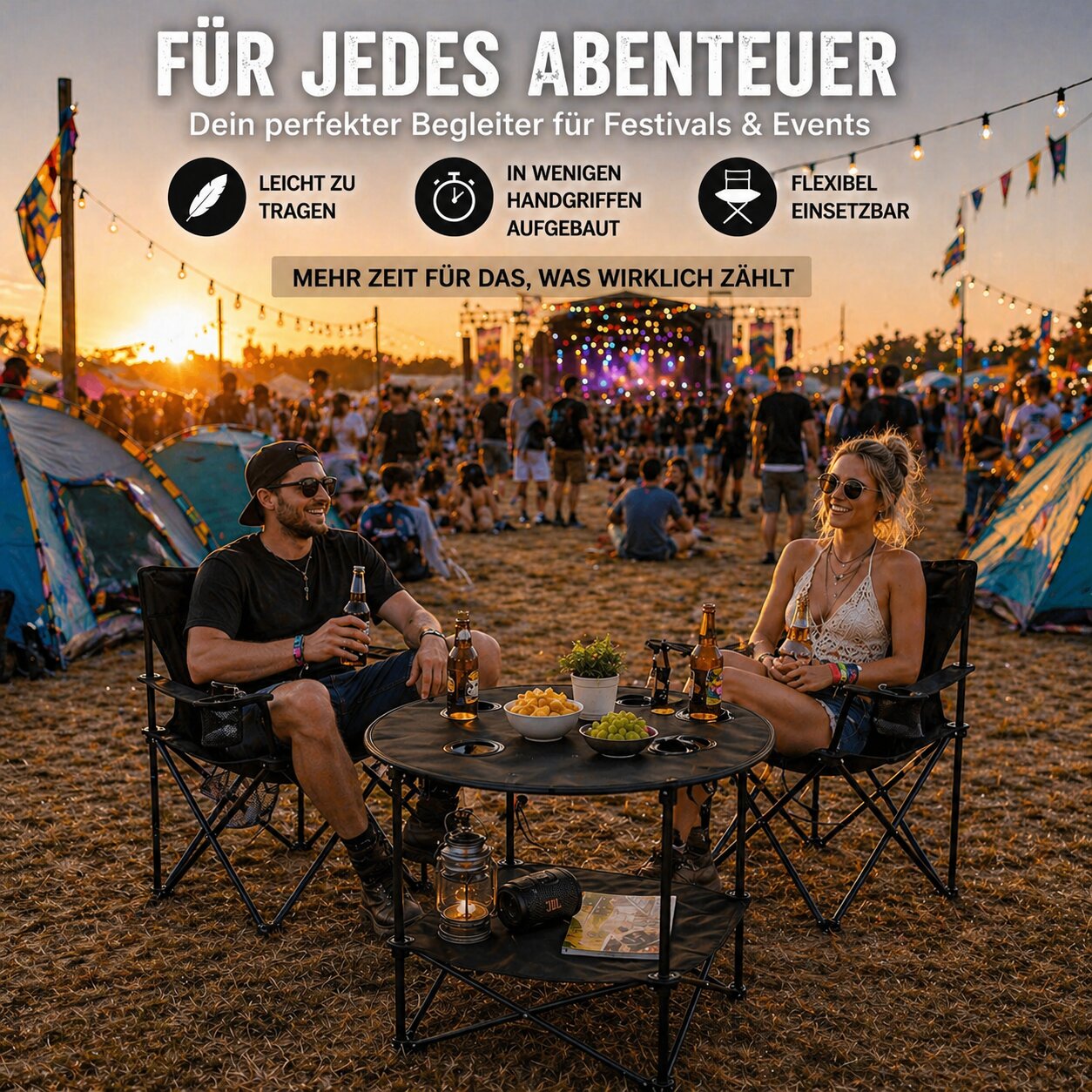 BigDean Garten Camping Set 2x Stuhl Tisch klappbar Outdoor