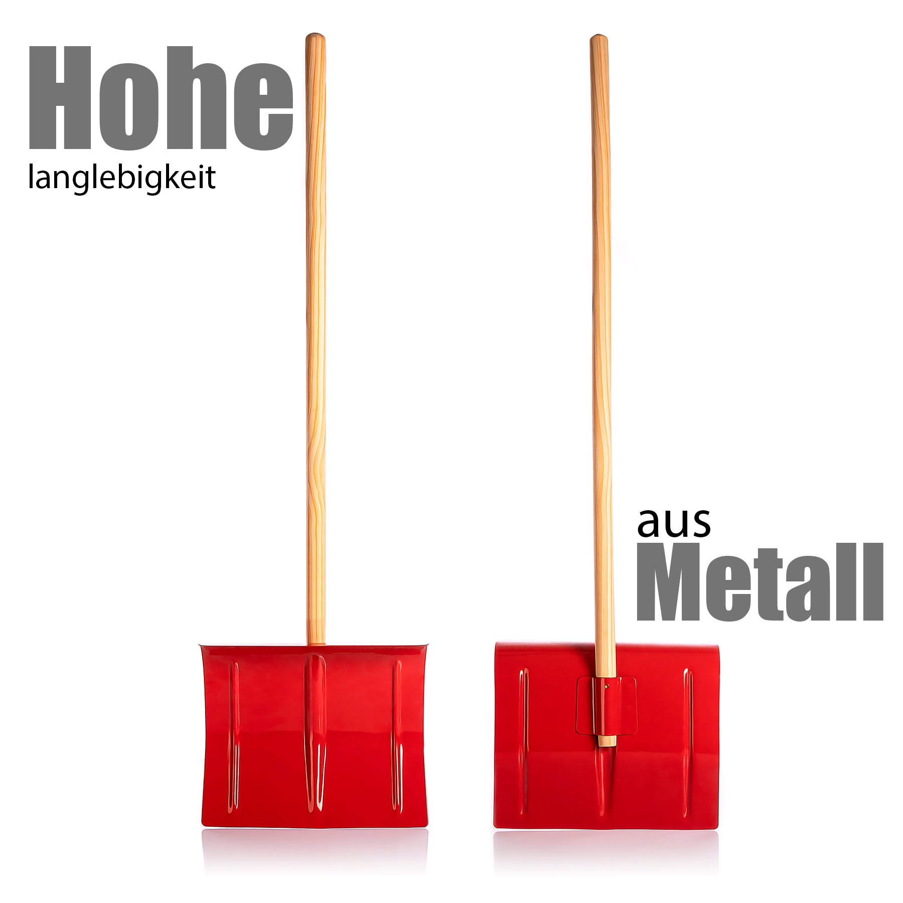 BigDean Schneeschaufel Kinder Rot Metall 90 cm