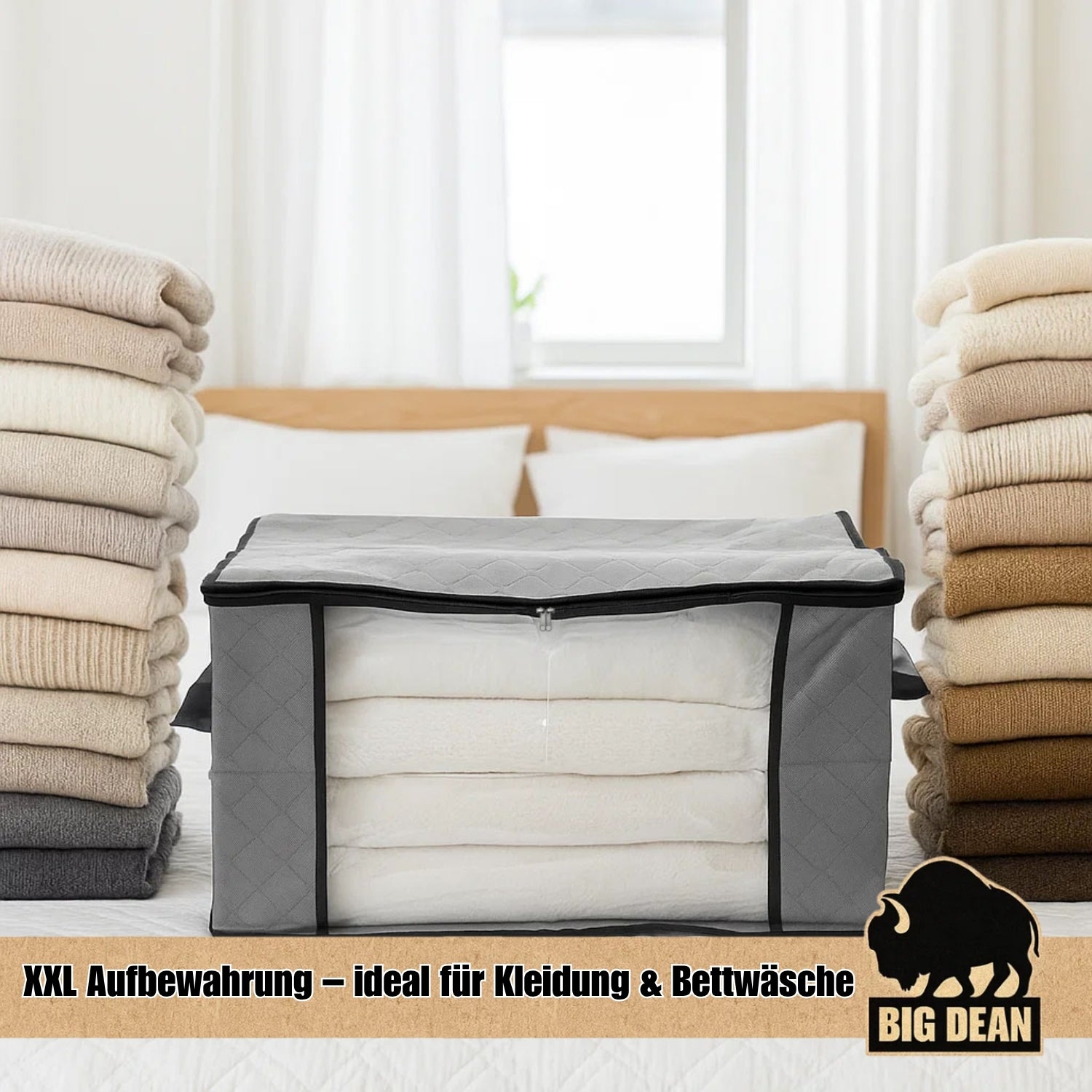 BigDean Aufbewahrungstasche 90L 6er Set mit Sichtfenster