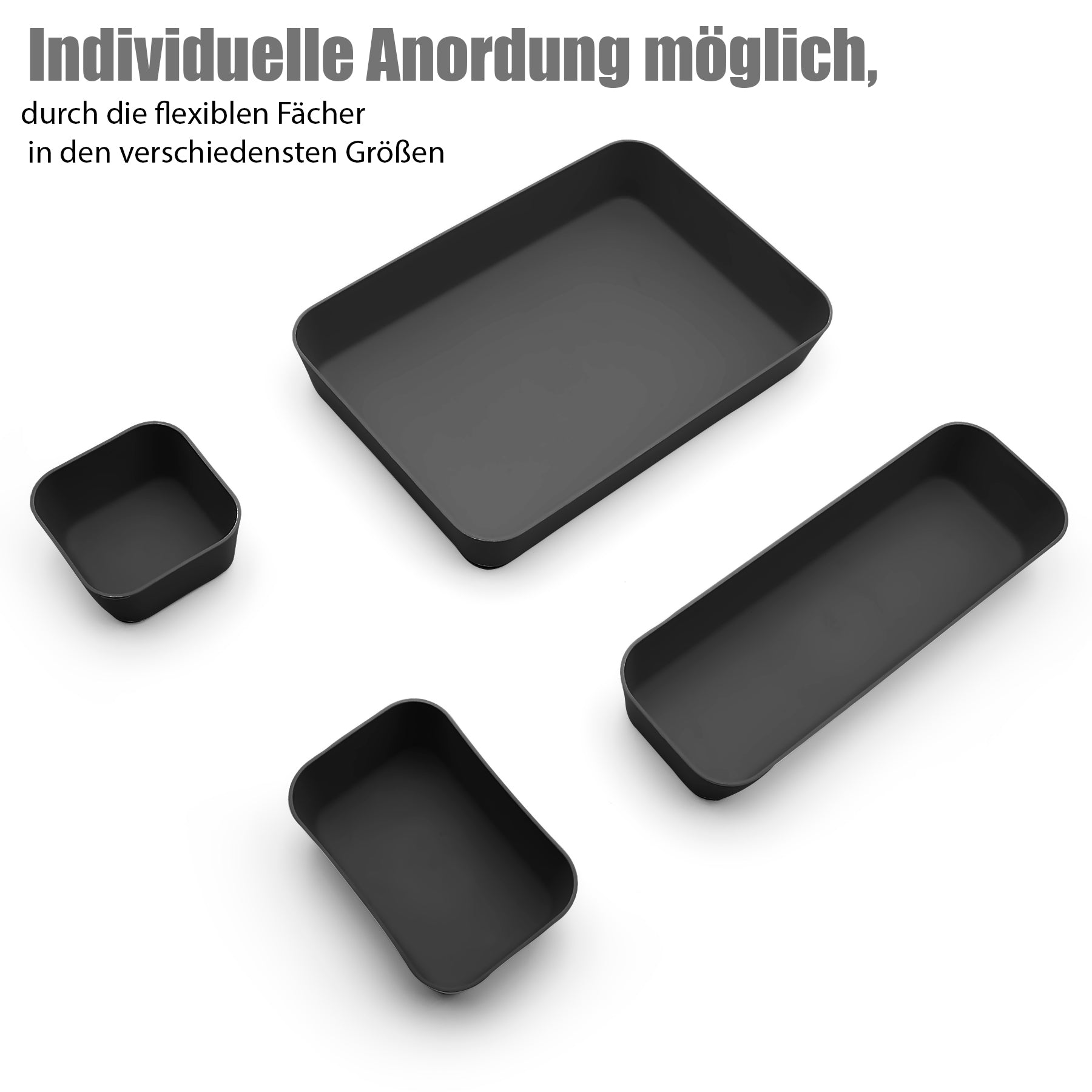 BigDean Schubladen Organizer 8-teilig schwarz PP-Kunststoff