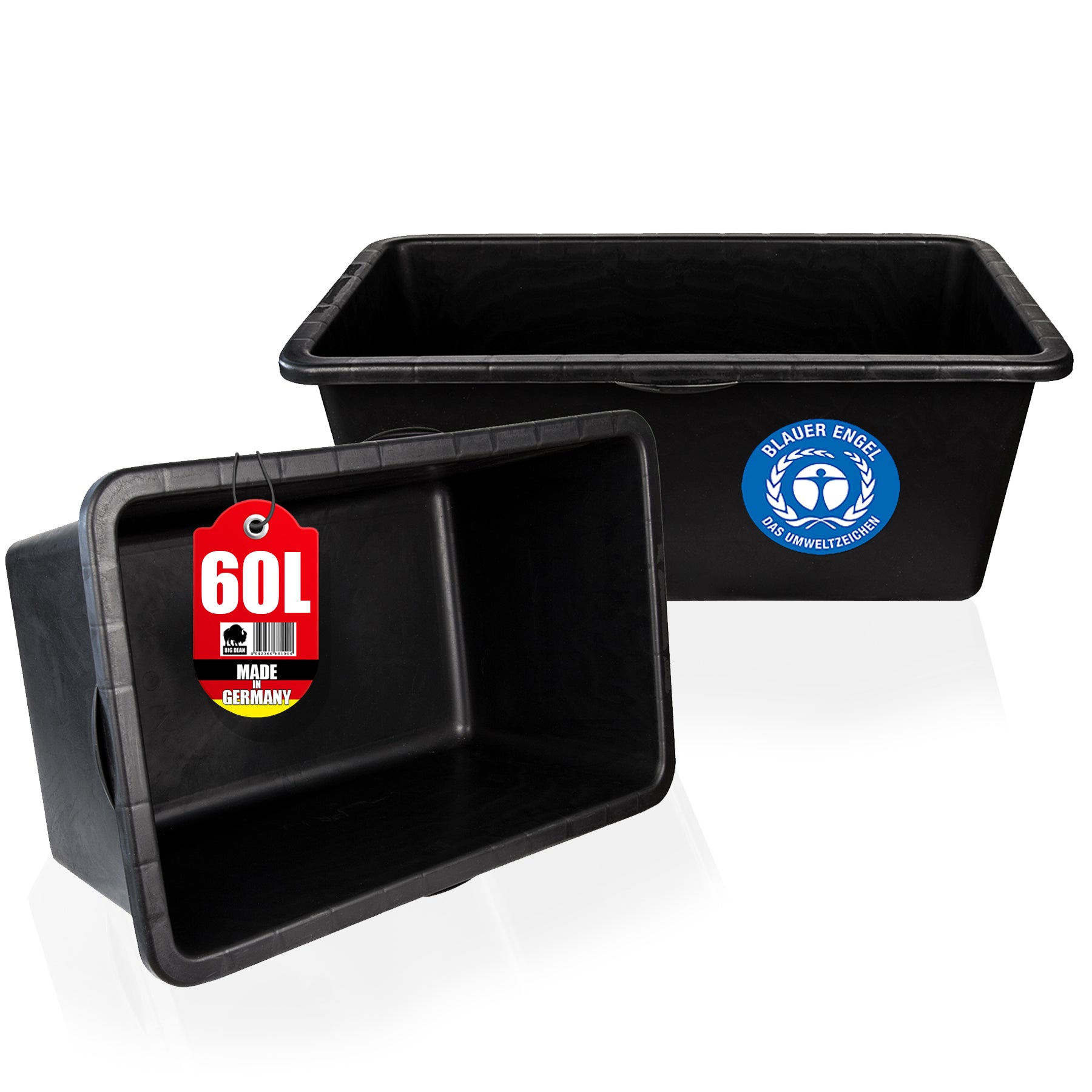 BigDean Mörtelkasten 60 Liter eckig schwarz 71x40x29cm