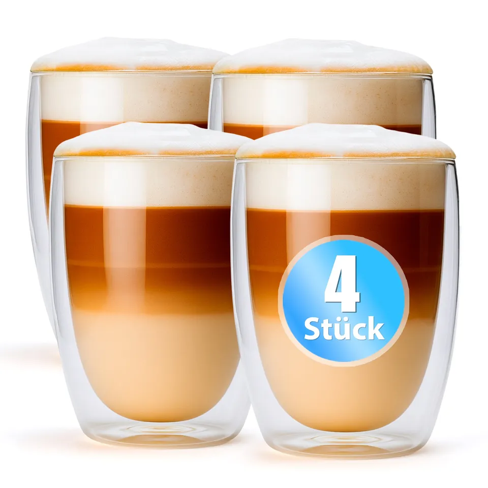 BigDean Latte Macchiato Gläser 300ml 4er doppelwandig Glas