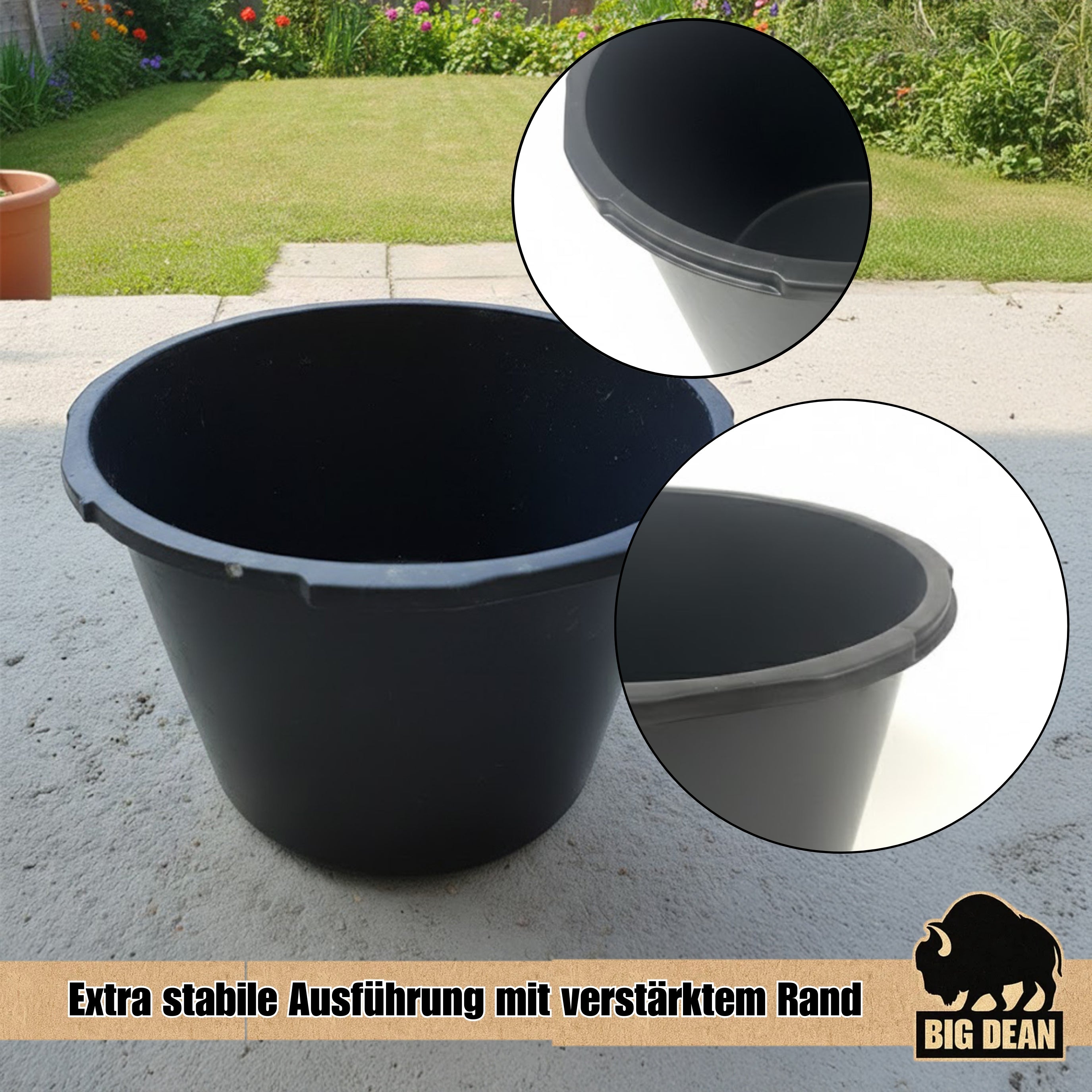 BigDean Werkzeug Mörtelkübel 90L Maurerwanne 5 Stk schwarz UV