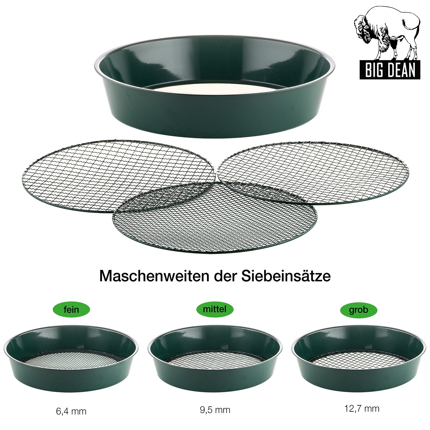 BigDean Gartensieb XL Metall Erdsieb rund 2er Set 37 cm fein-grob