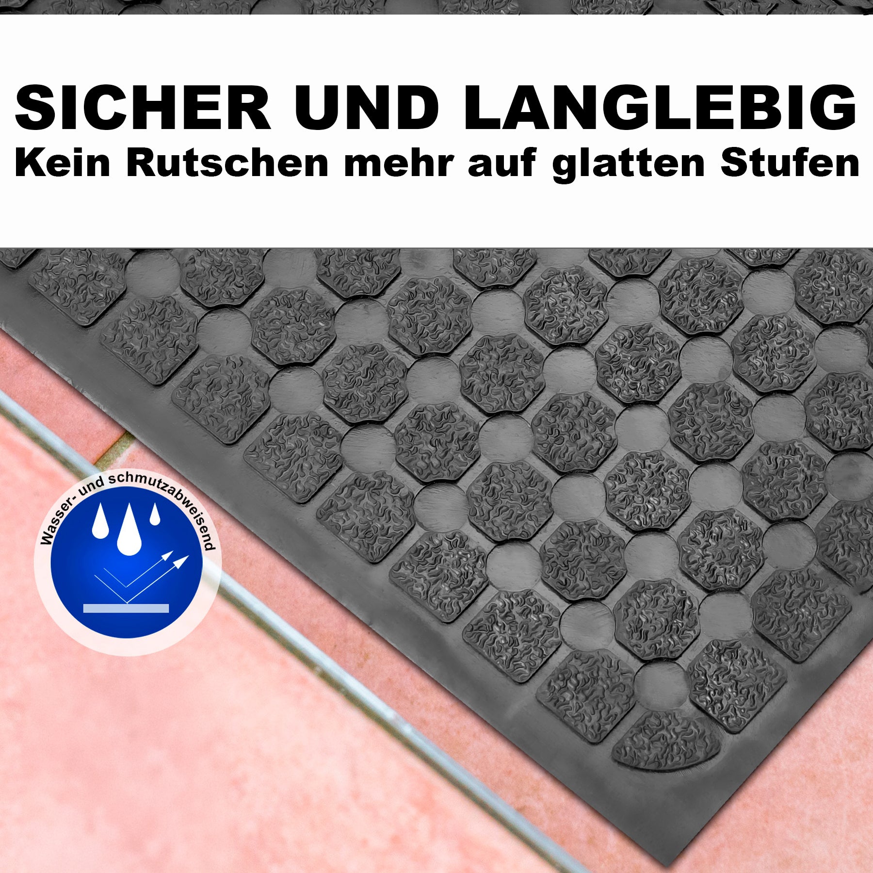 BigDean Stufenmatten Gummi 75x25 cm Anti-Rutsch 4 Stück Wild