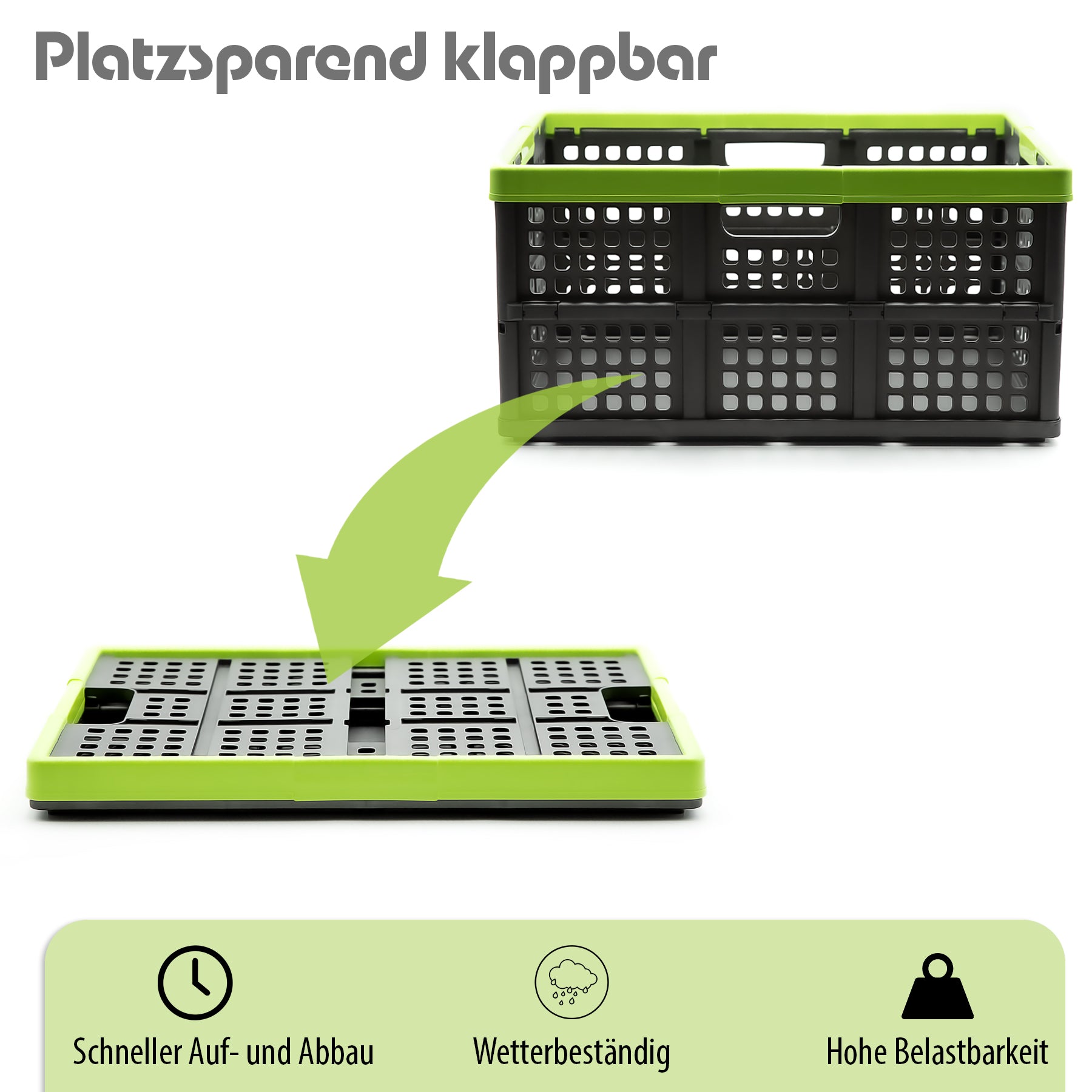 BigDean Aufbewahrung Klappbox Anthrazit 2er Set faltbar