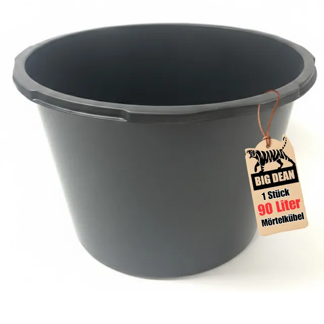 BigDean Mörtelkübel 90 Liter schwarz Maurerwanne stapelbar