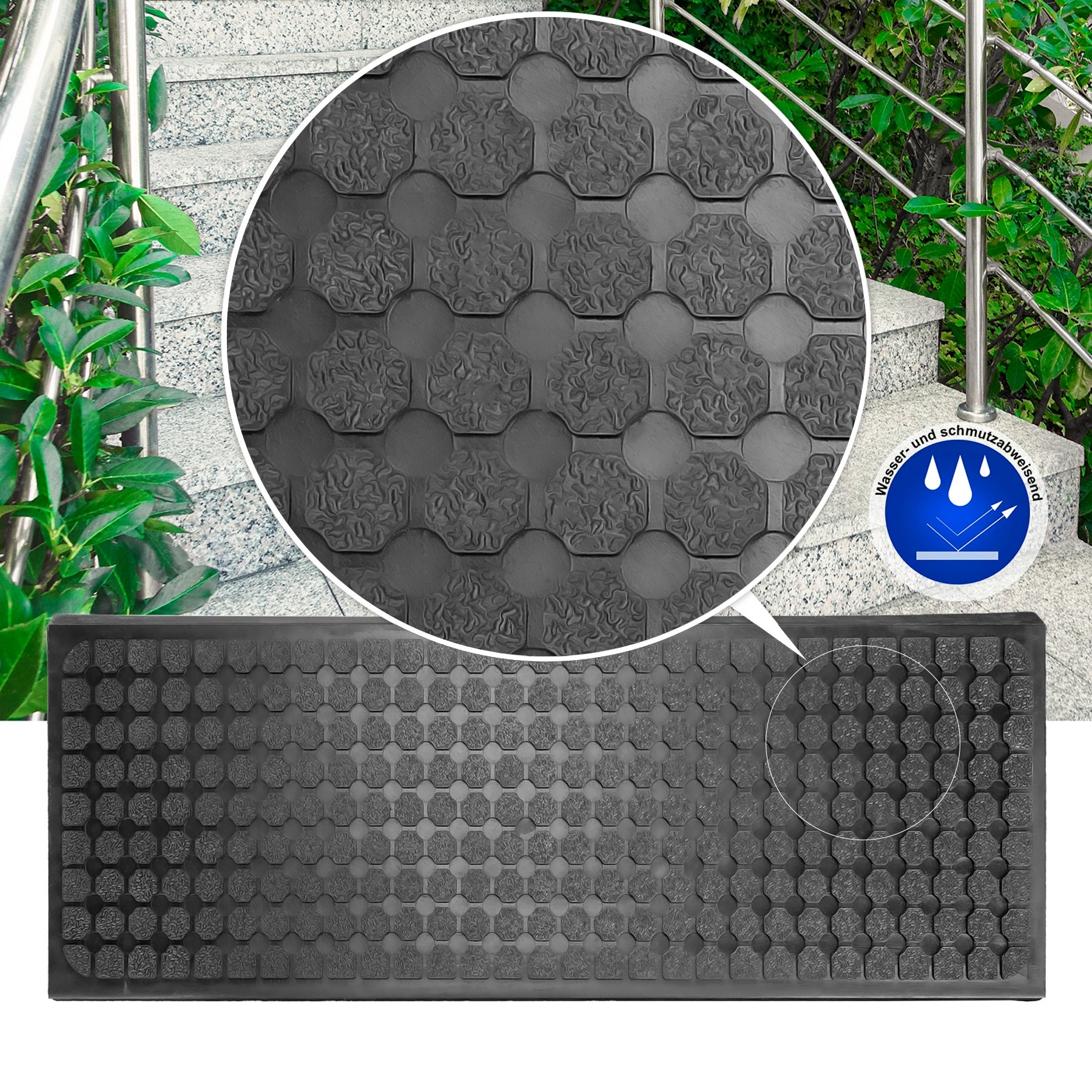 BigDean Stufenmatten Gummi 75x25 cm Anti-Rutsch 4 Stück Wild