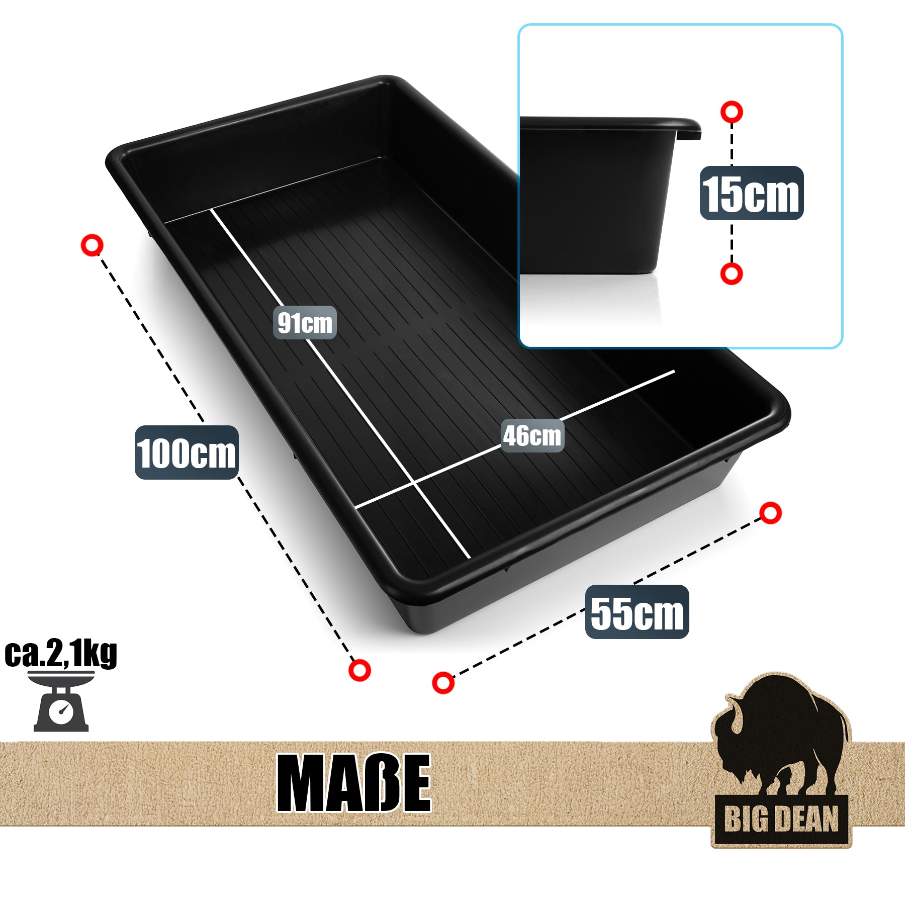BigDean Haushalt Wanne XXXL 100x55x15cm Kunststoff Universal