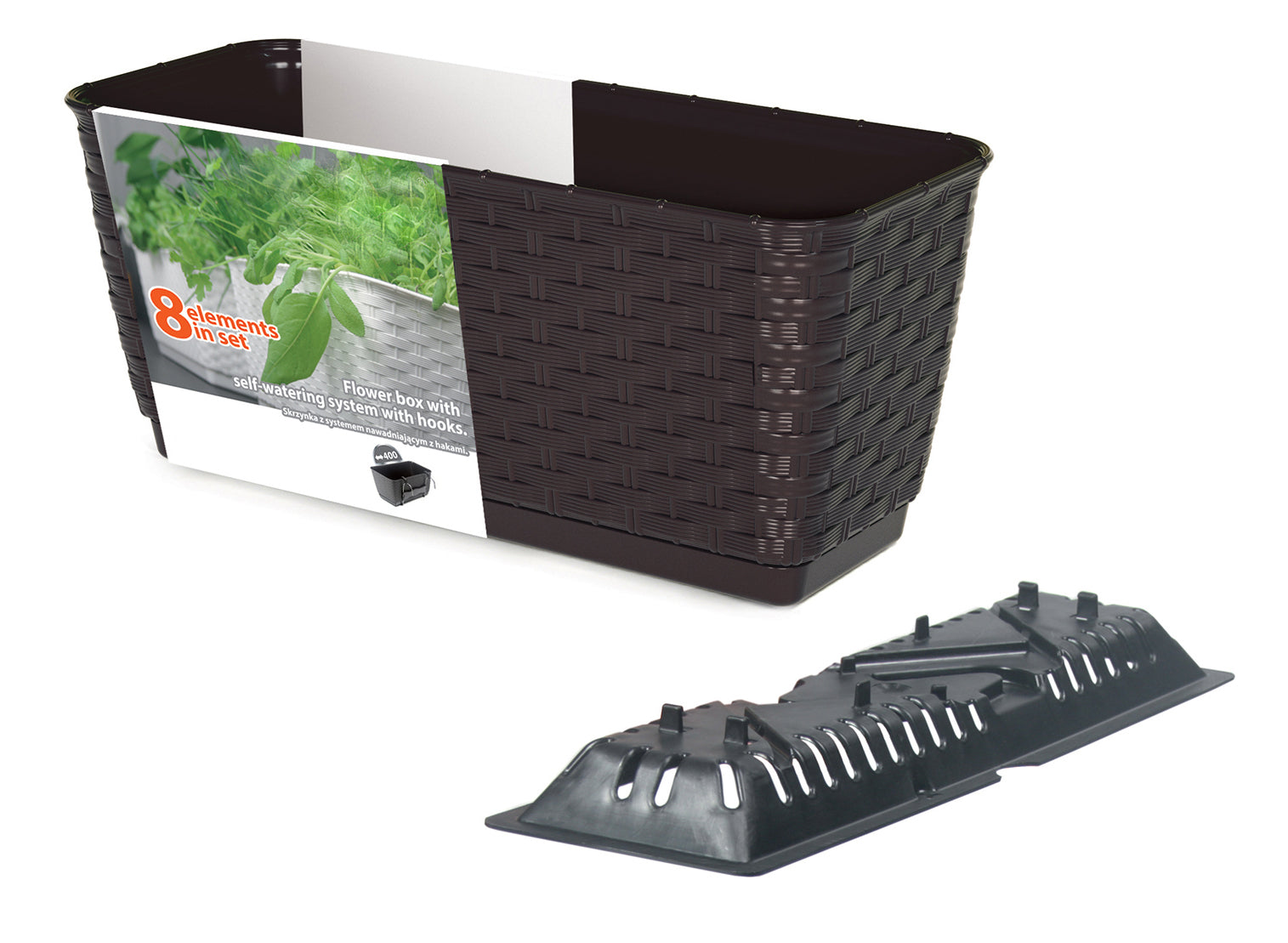 BigDean Blumenkasten 49 cm Anthrazit 12 L mit Bewässerung