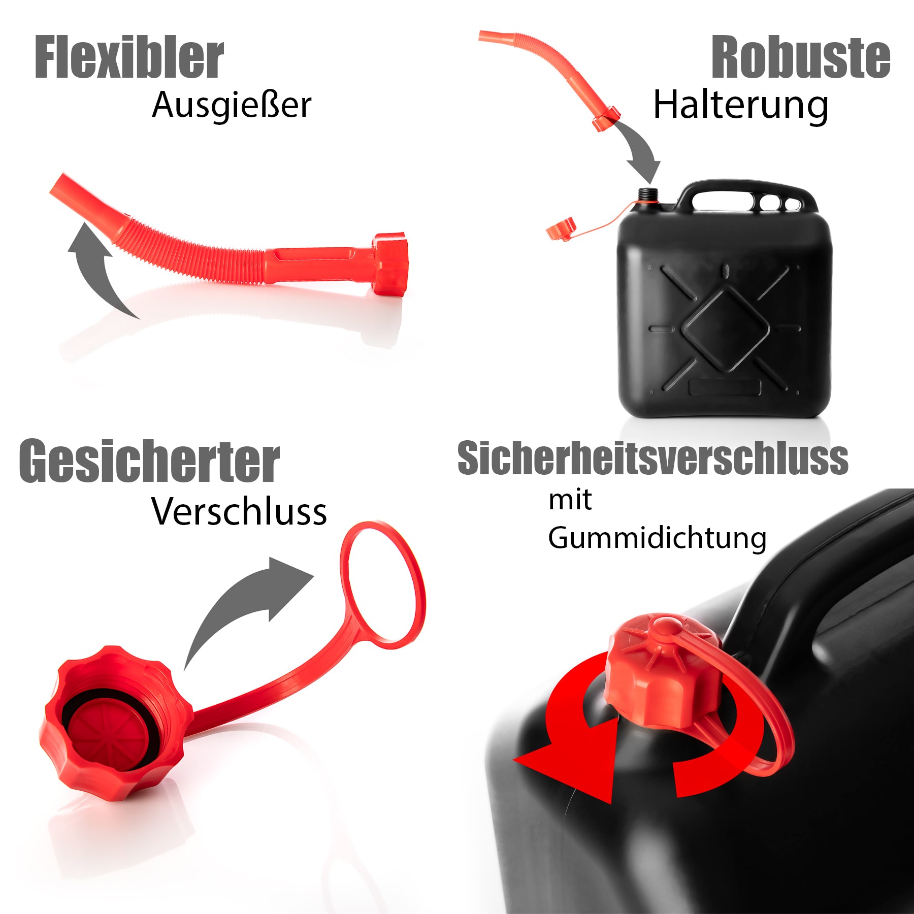 BigDean Benzinkanister 10L 2 Stück mit Ausgießer UN
