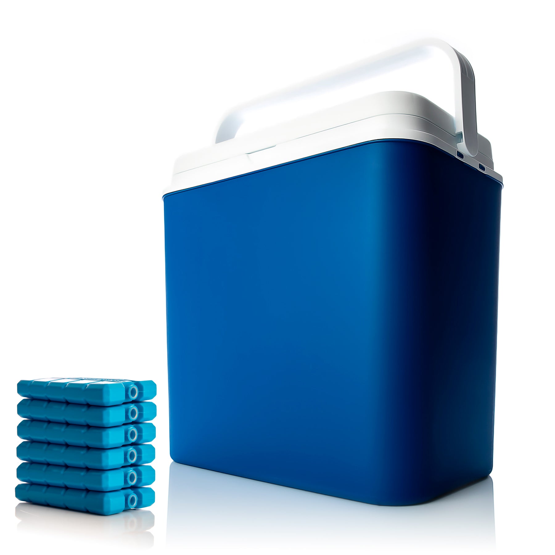 Kühlbox 24 Liter blau-weiß mit 6 Kühlakkus 14 Std.