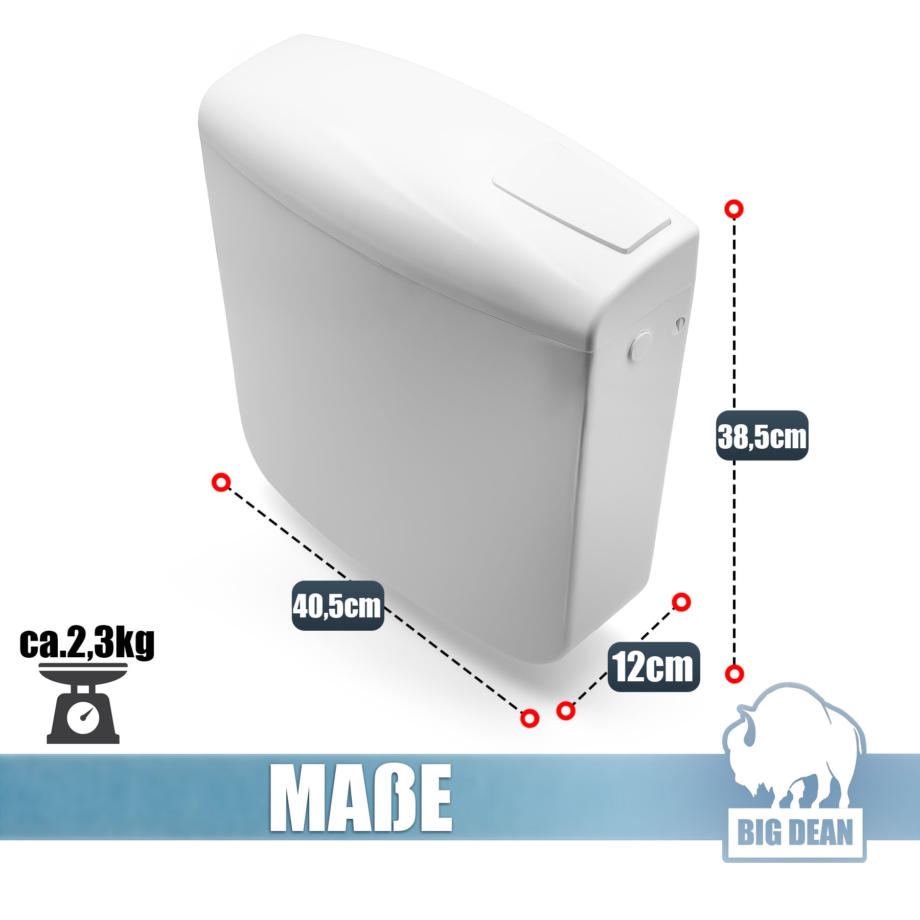 BigDean Bad WC Spülkasten Deluxe 6-9 Liter weiß Start-Stopp