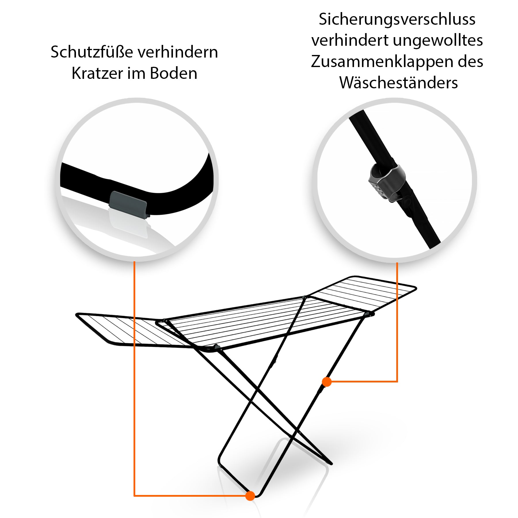 BigDean Haushalt & Alltag Wäscheständer Schwarz 18m X-Beine