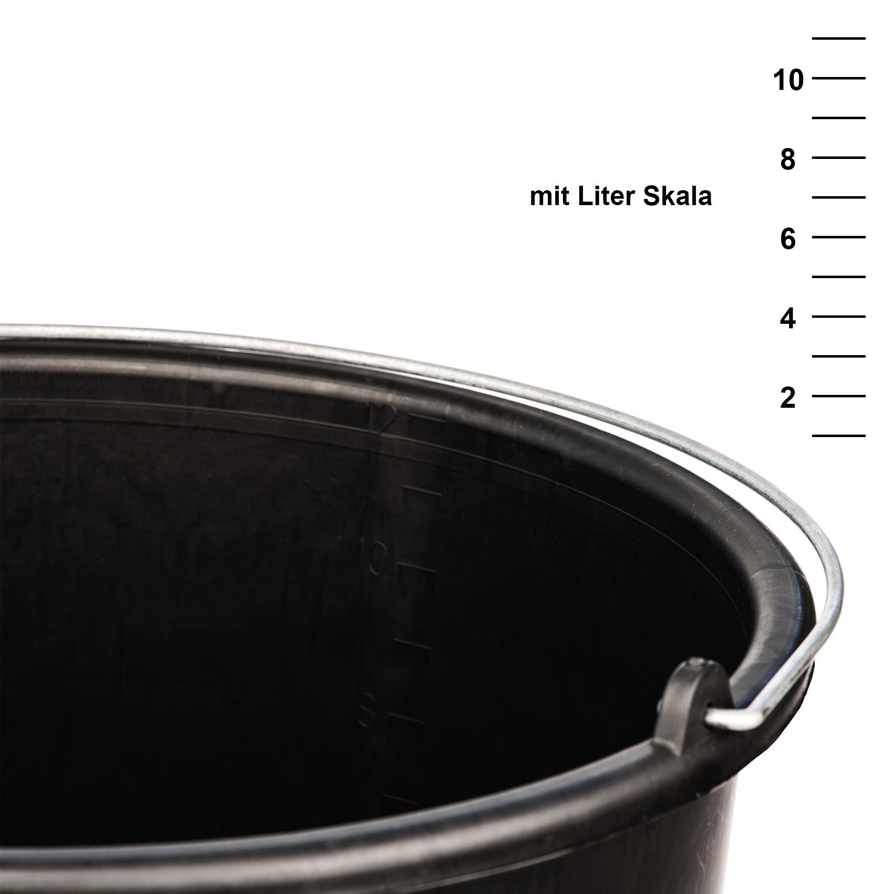 BigDean Baueimer 12 L Schwarz mit Skala 3er Set