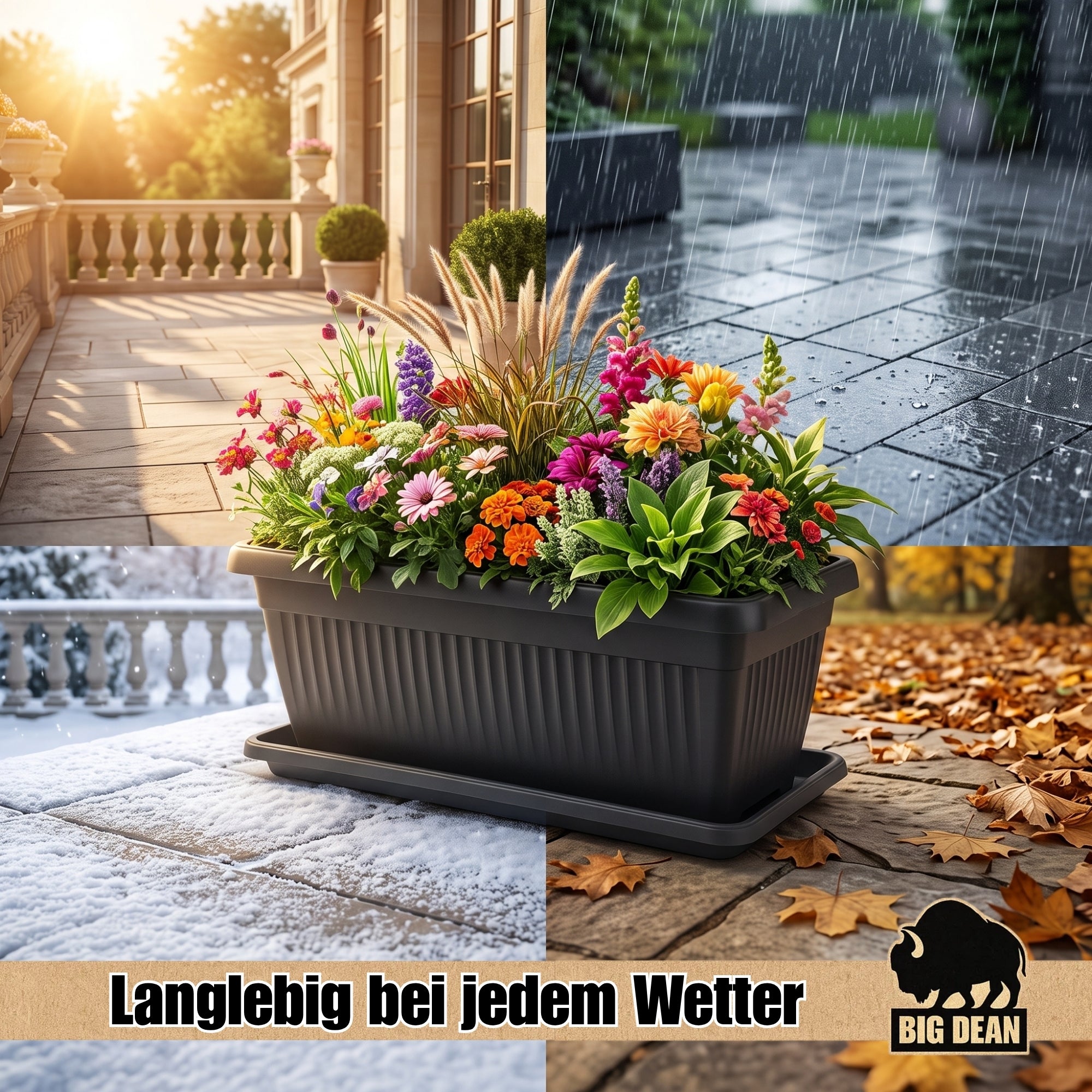 BigDean Blumenkübel Jumbo 100x40 Anthrazit 88 L Untersetzer