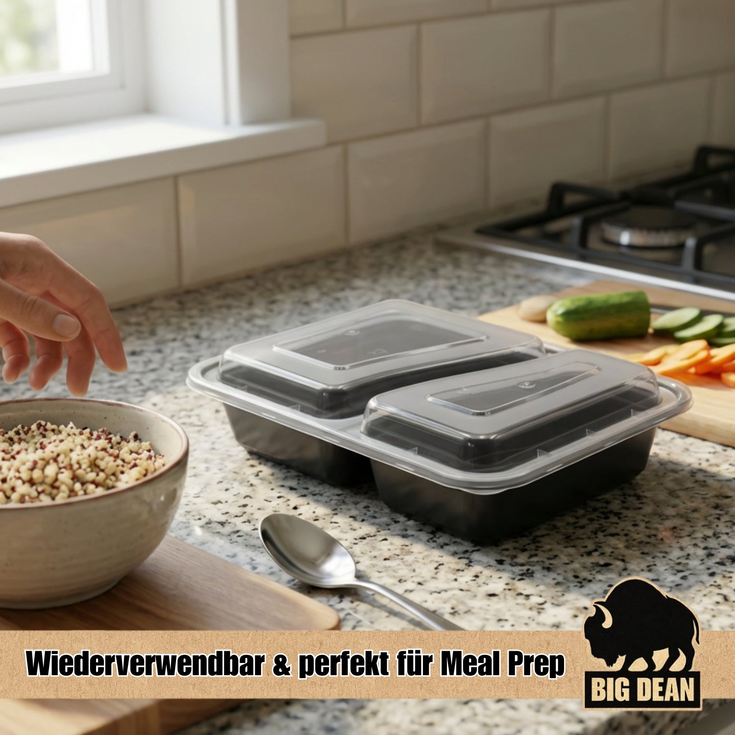 BigDean Küche Meal Prep Boxen 10 Stk 2 Fächer BPA-frei